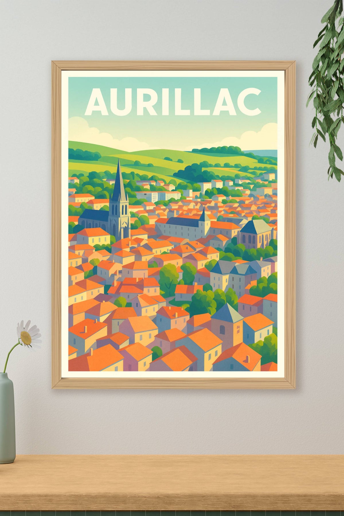 Affiche Aurillac — Le charme lumineux d'une ville authentique · poster d'art de Aurillac