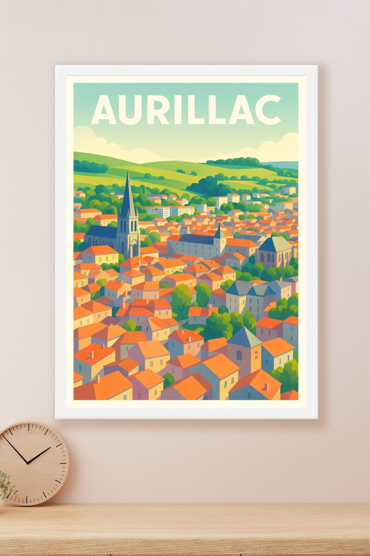 Affiche Aurillac — Le charme lumineux d'une ville authentique · poster d'art de Aurillac