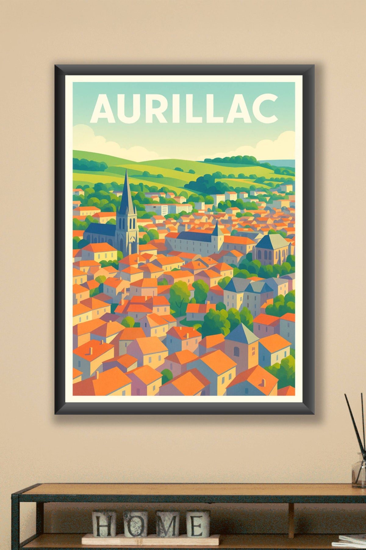 Affiche Aurillac — Le charme lumineux d'une ville authentique · poster d'art de Aurillac