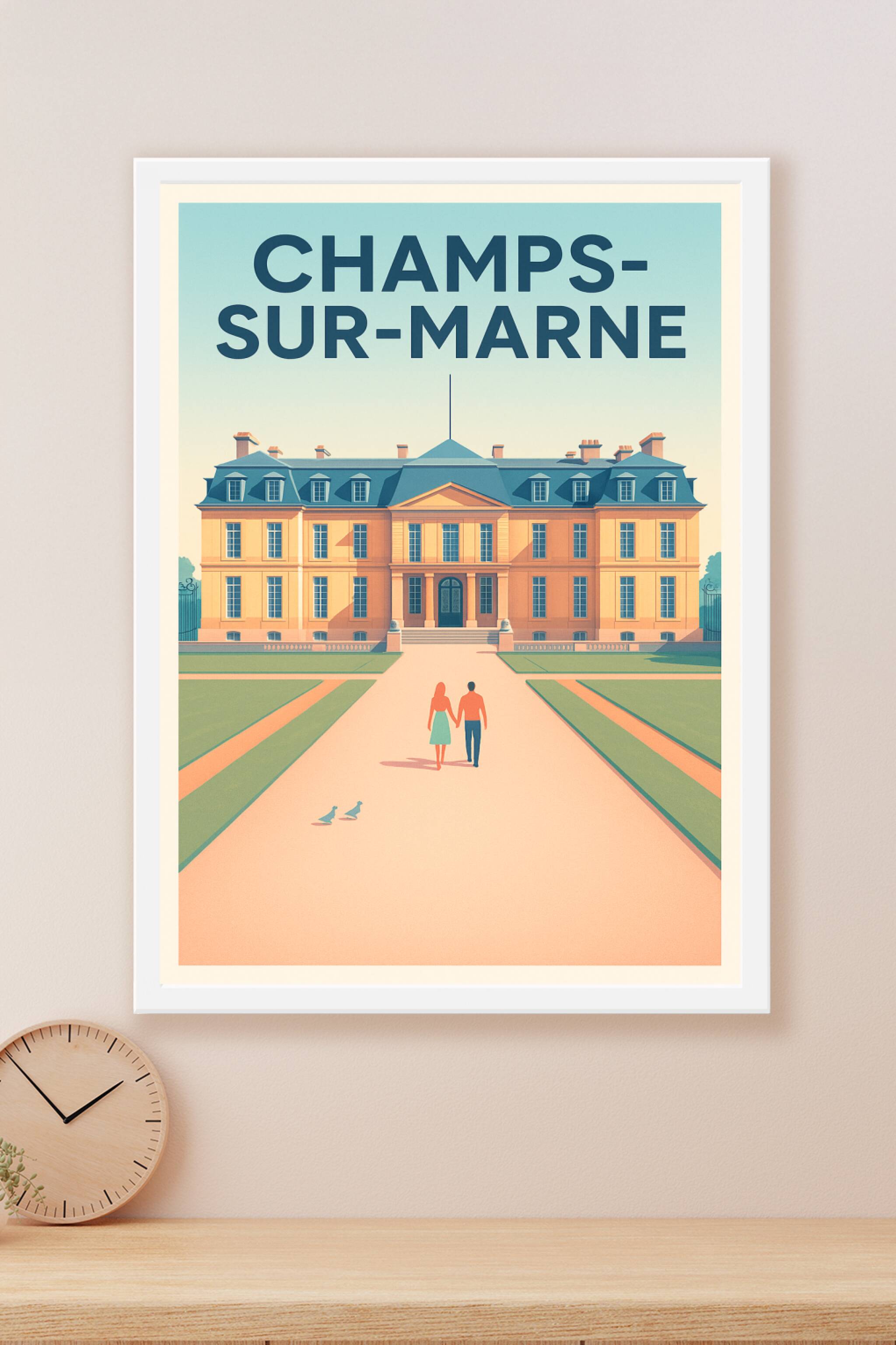 Affiche Champs-sur-Marne — Élégance et histoire au Château · poster d'art de Champs-sur-Marne