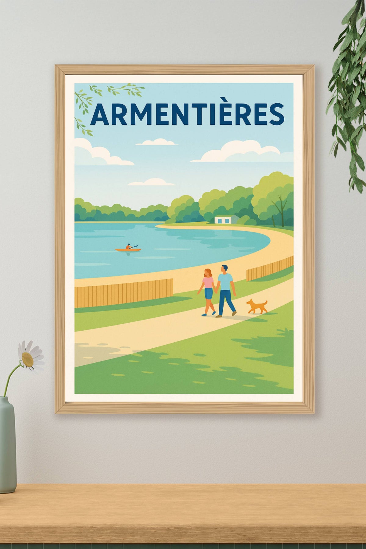 Affiche Armentières — Promenade bucolique au bord de l'eau · poster d'art de Armentières