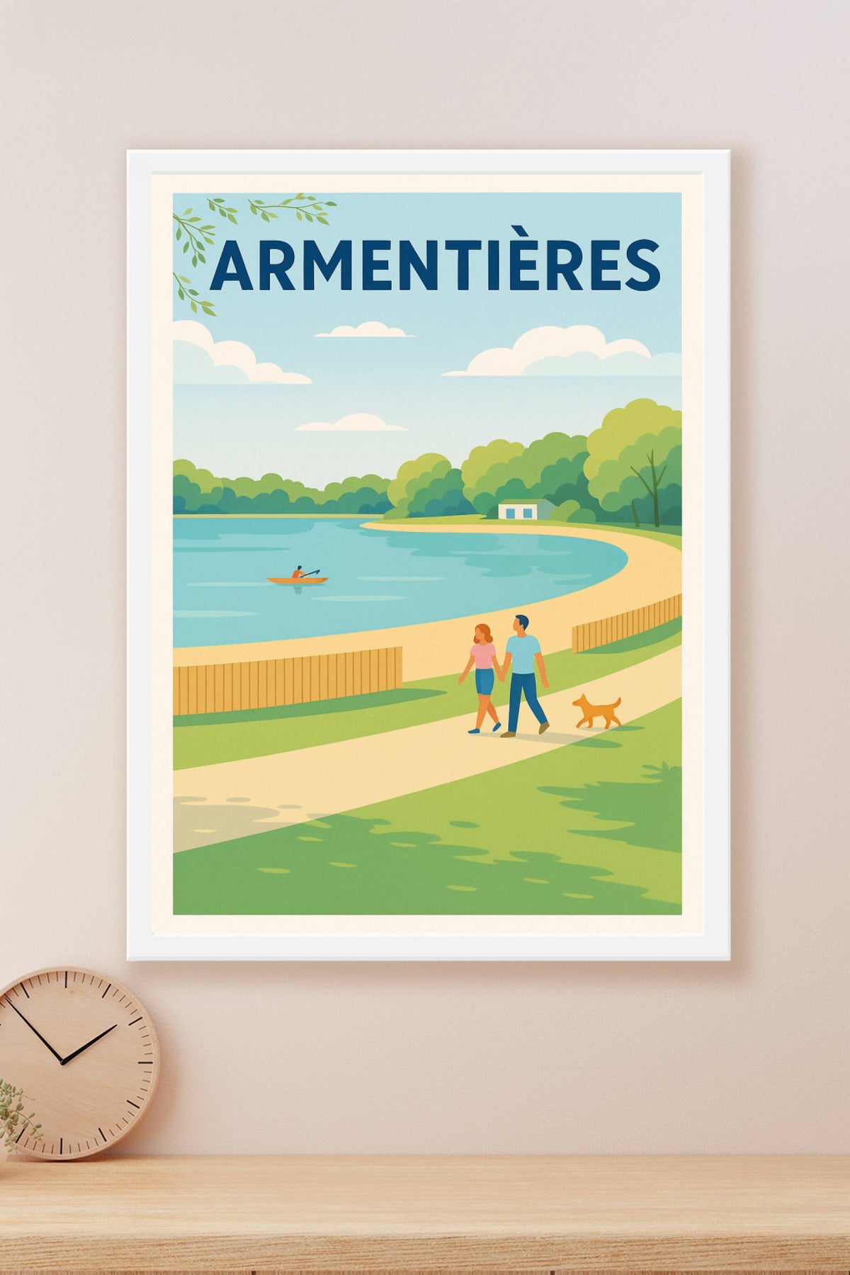 Affiche Armentières — Promenade bucolique au bord de l'eau · poster d'art de Armentières
