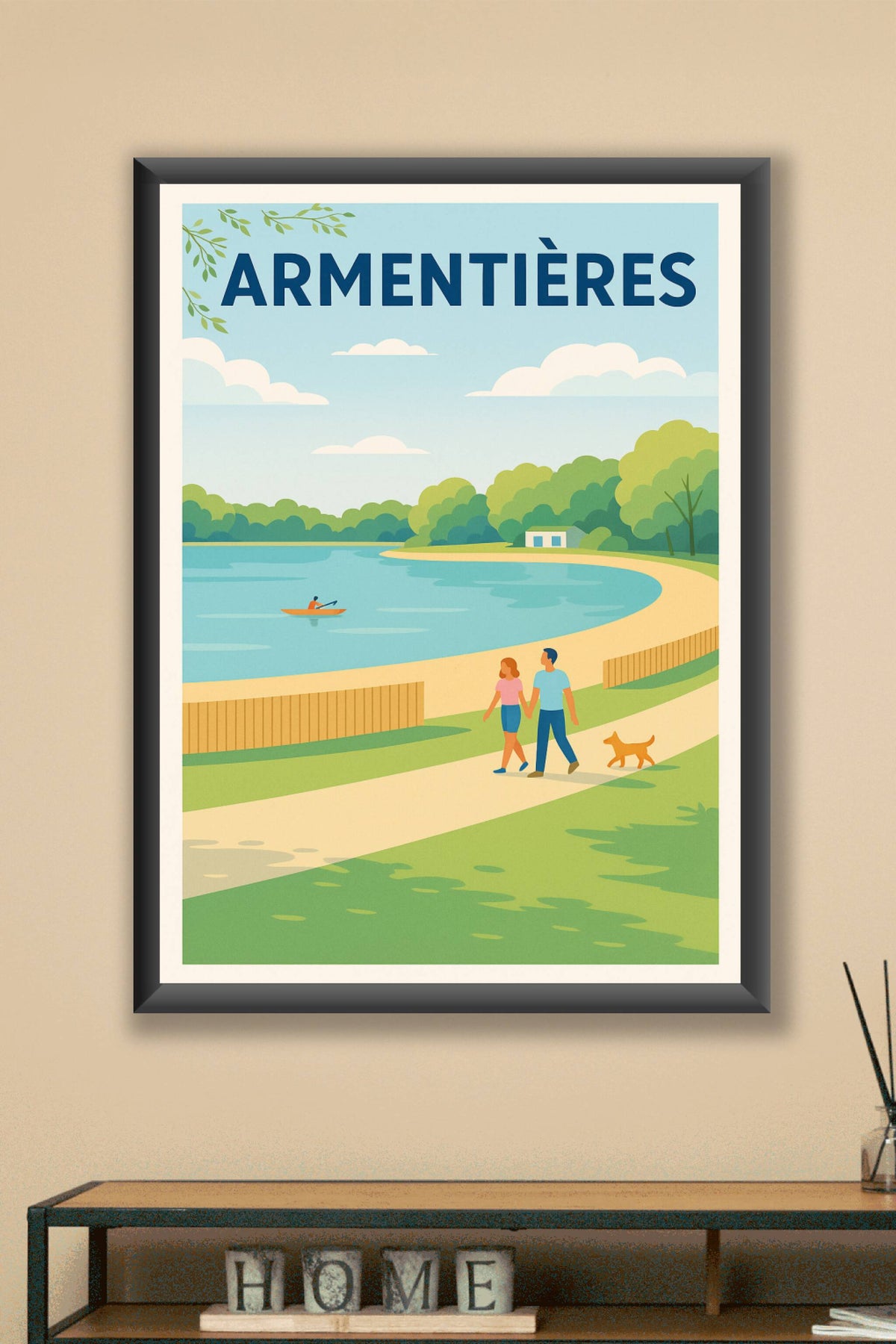 Affiche Armentières — Promenade bucolique au bord de l'eau · poster d'art de Armentières
