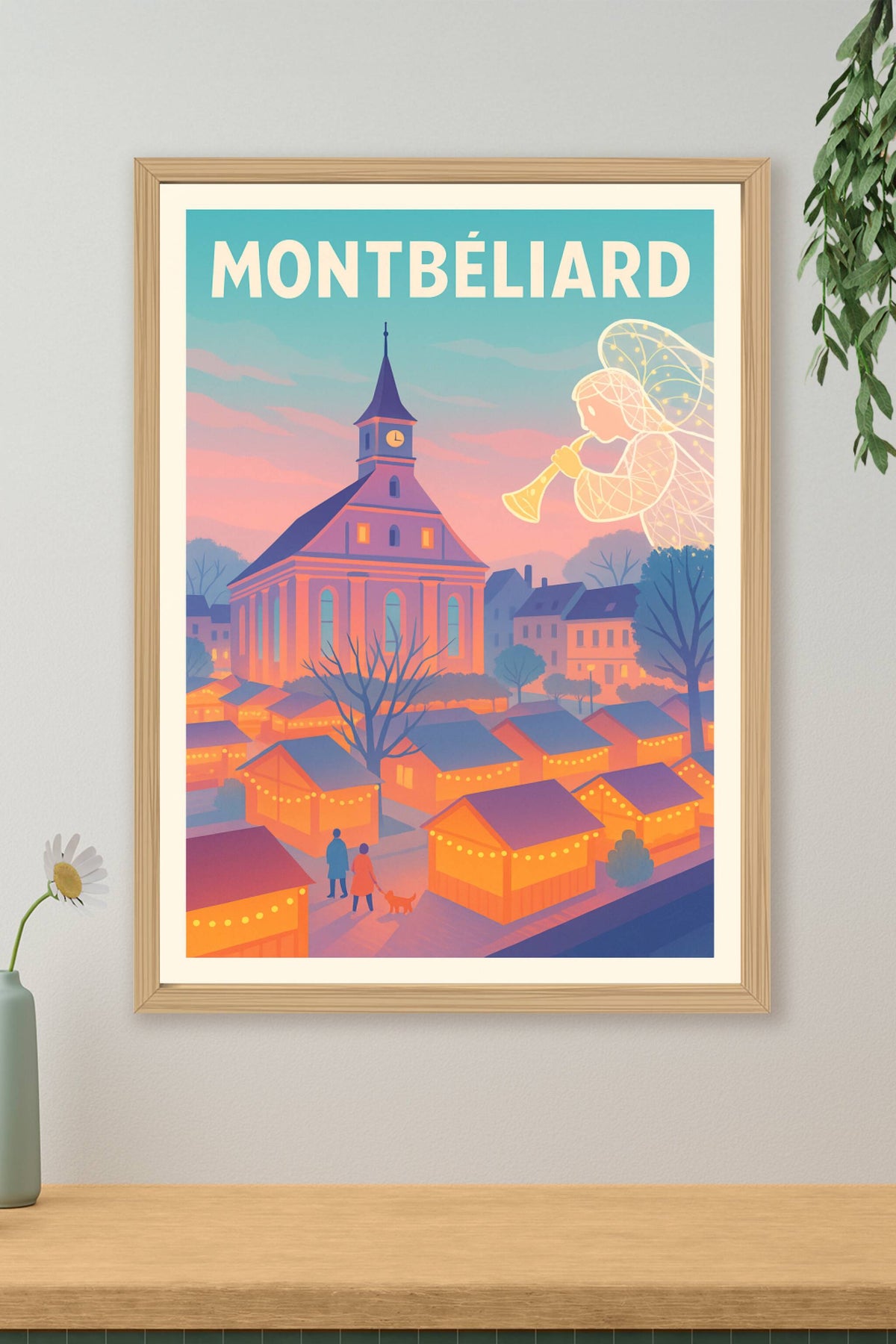 Affiche Montbéliard — Lumières enchantées du marché de Noël · poster d'art de Montbéliard