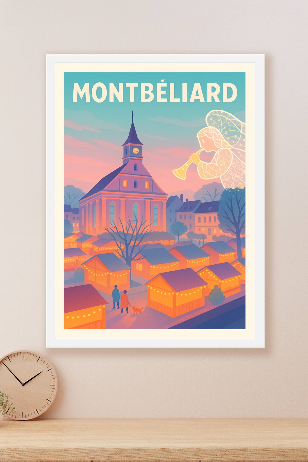 Affiche Montbéliard — Lumières enchantées du marché de Noël · poster d'art de Montbéliard