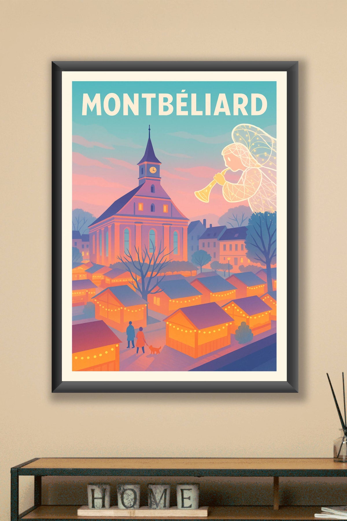Affiche Montbéliard — Lumières enchantées du marché de Noël · poster d'art de Montbéliard