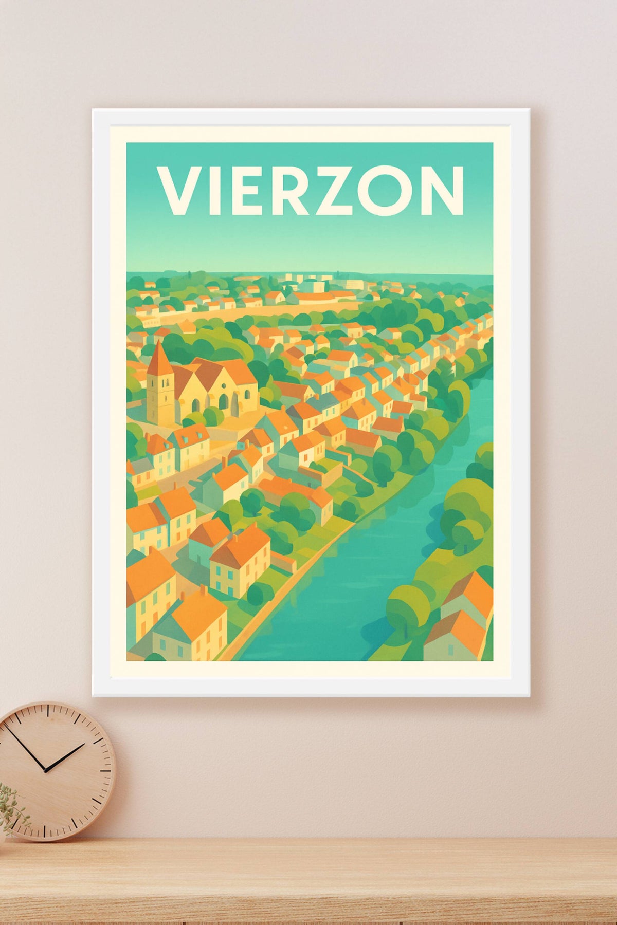 Affiche Vierzon — Charme bucolique en bord de rivière · poster d'art de Vierzon