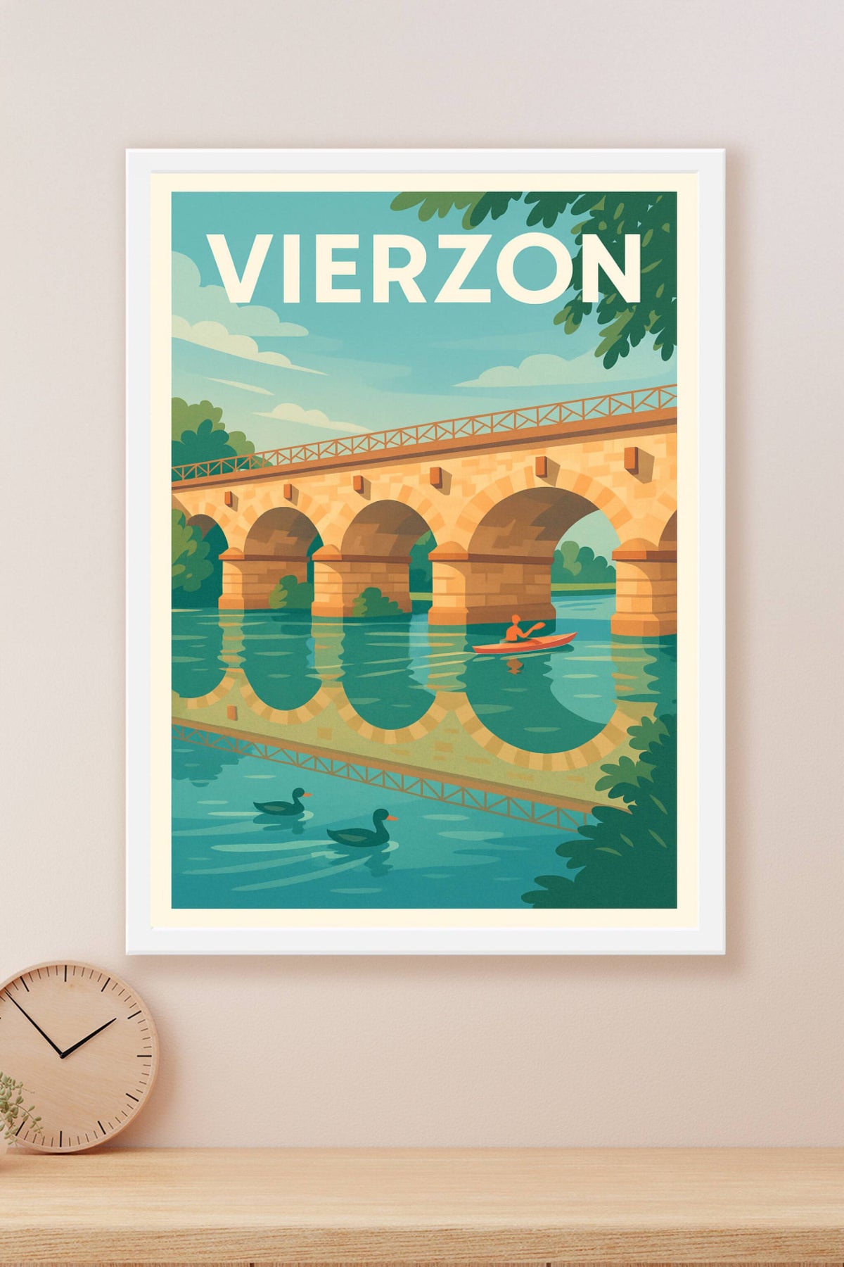 Affiche Vierzon — Harmonie sur l'eau et pierre · poster d'art de Vierzon