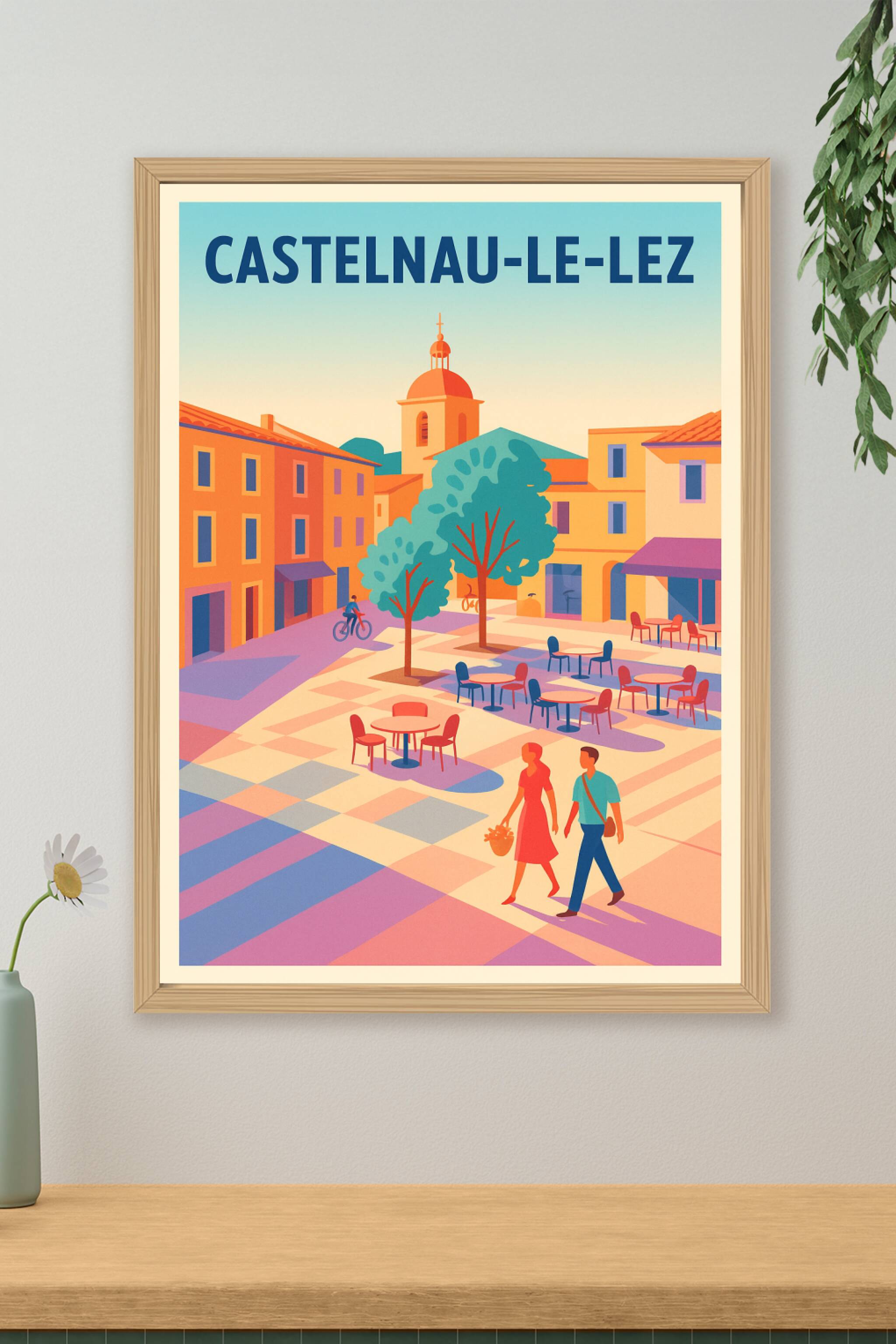 Affiche Castelnau-le-Lez — Douceur de vivre en plein air · poster d'art de Castelnau-le-Lez