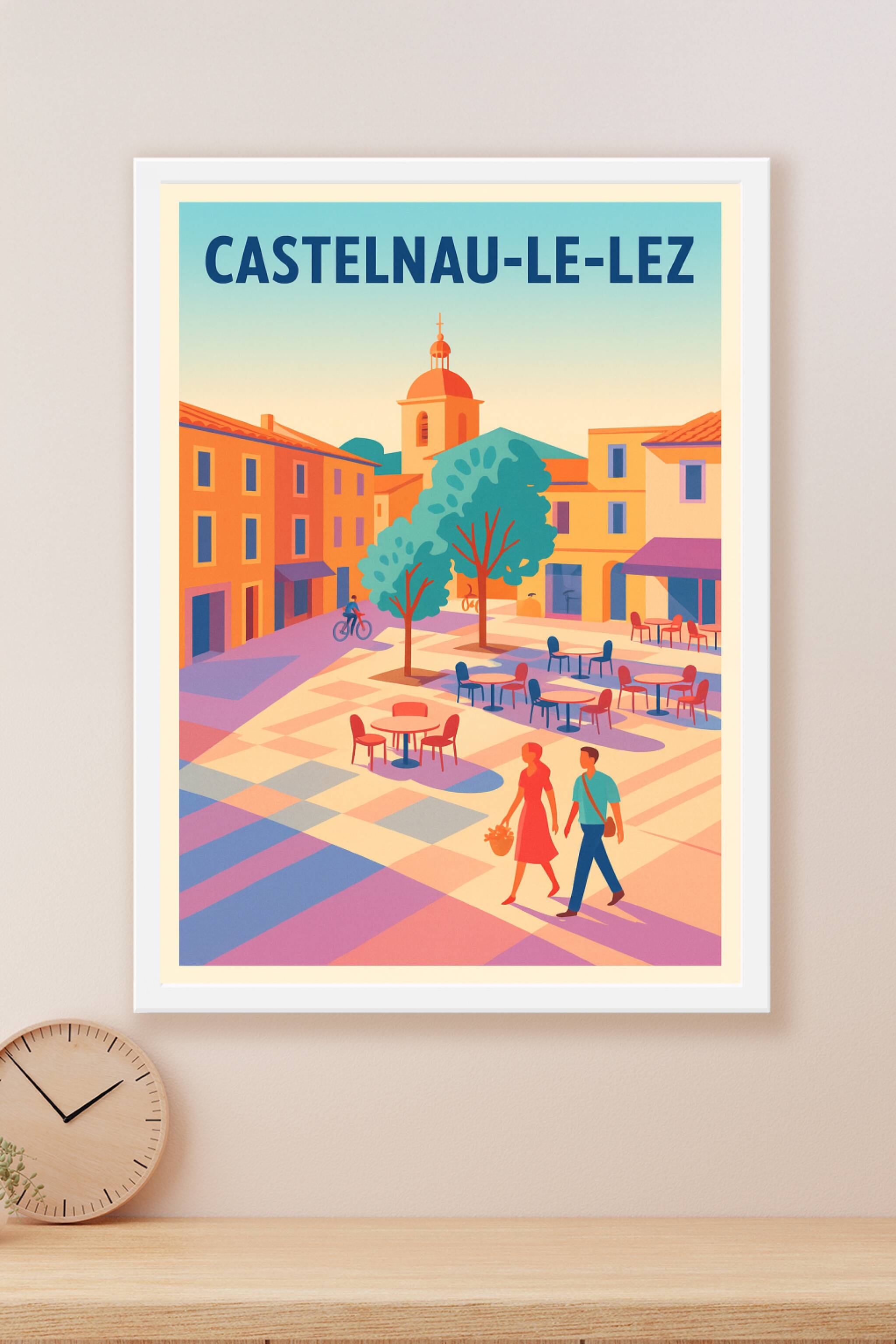 Affiche Castelnau-le-Lez — Douceur de vivre en plein air · poster d'art de Castelnau-le-Lez