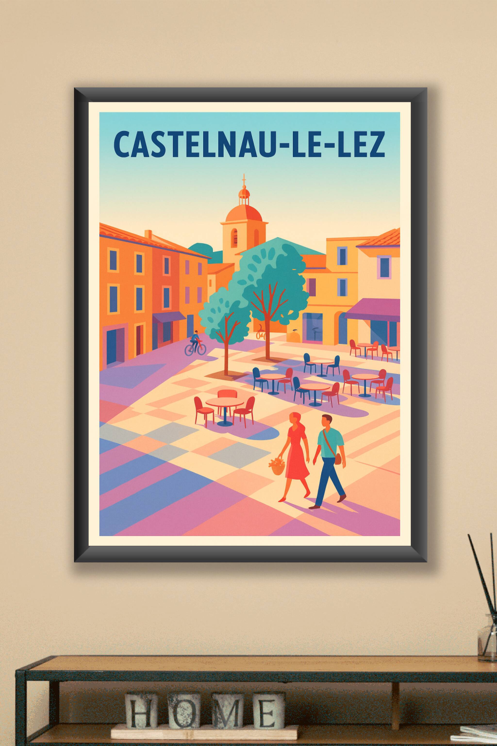 Affiche Castelnau-le-Lez — Douceur de vivre en plein air · poster d'art de Castelnau-le-Lez