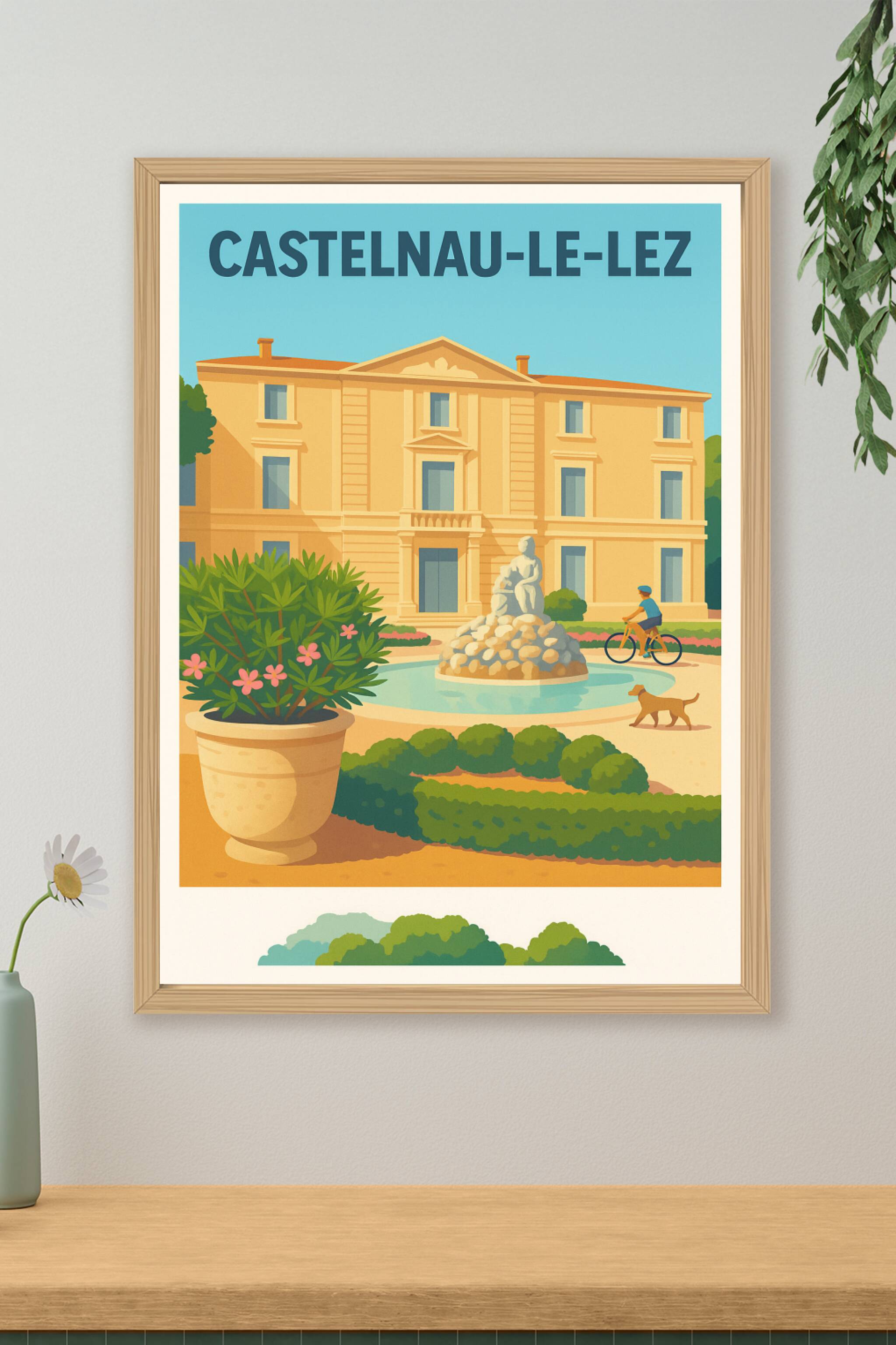 Affiche Castelnau-le-Lez — Charme et sérénité au cœur de la ville · poster d'art de Castelnau-le-Lez