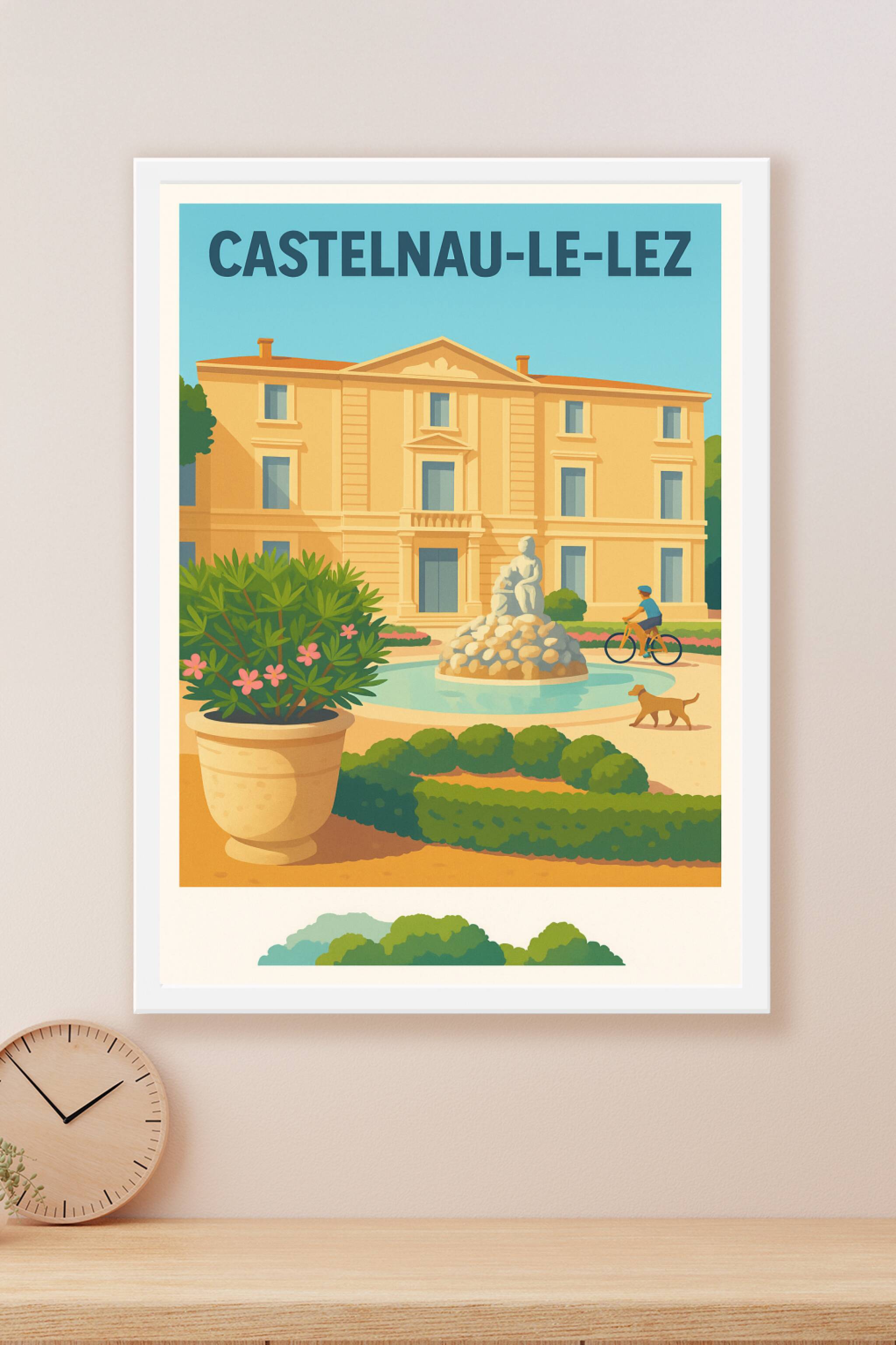 Affiche Castelnau-le-Lez — Charme et sérénité au cœur de la ville · poster d'art de Castelnau-le-Lez