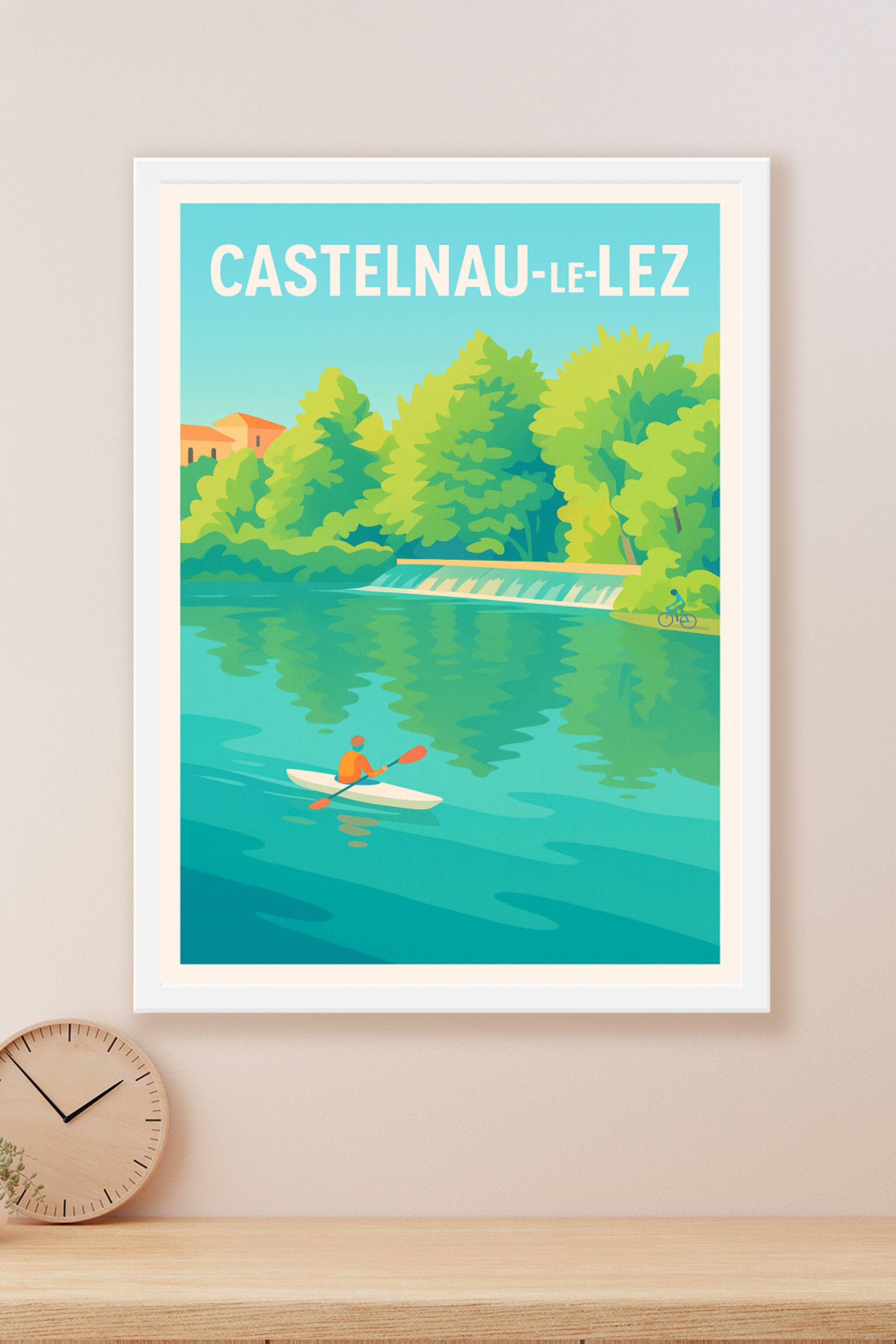 Affiche Castelnau-le-Lez — Évasion et nature au fil de l'eau · poster d'art de Castelnau-le-Lez