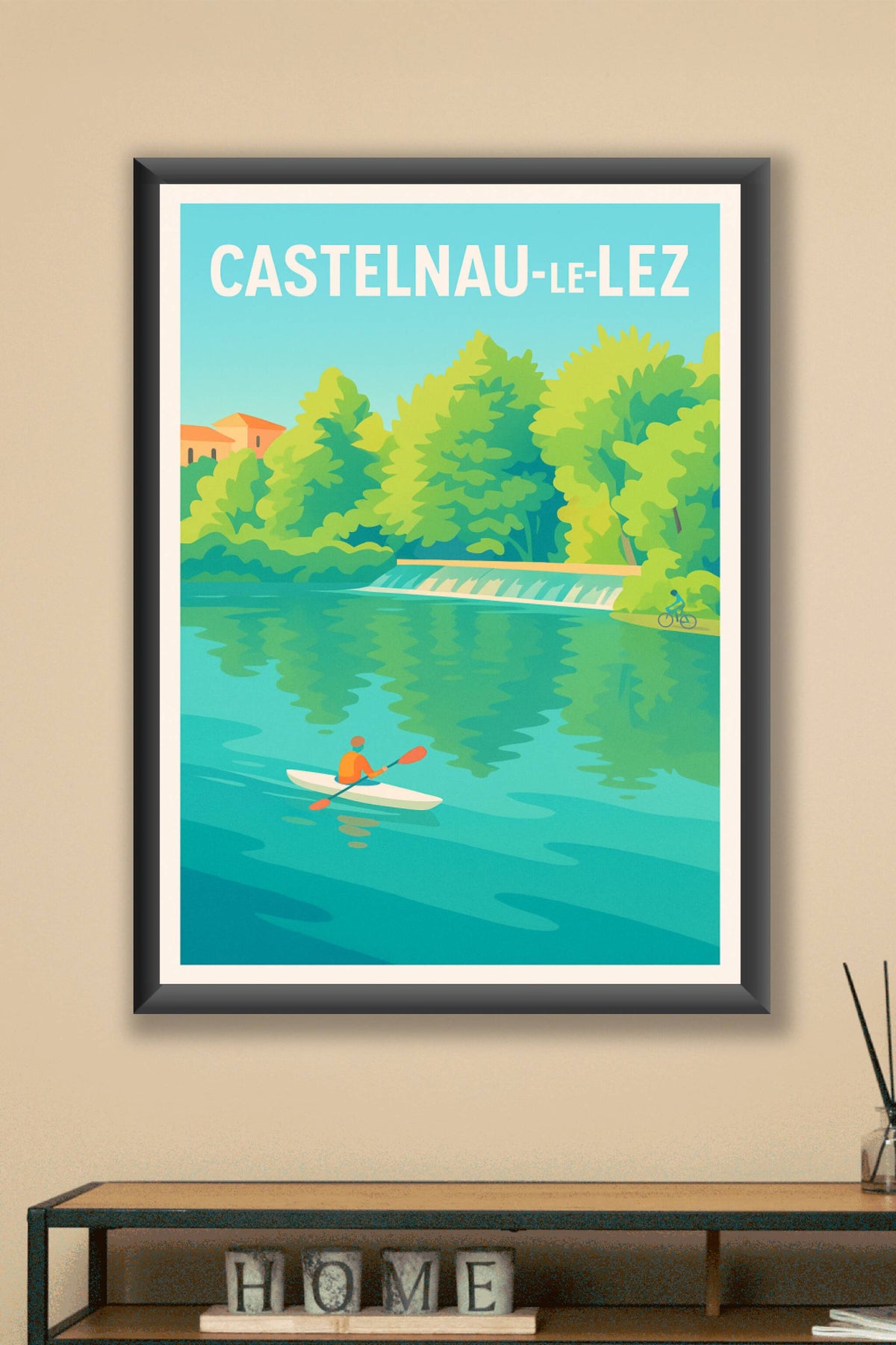 Affiche Castelnau-le-Lez — Évasion et nature au fil de l'eau · poster d'art de Castelnau-le-Lez