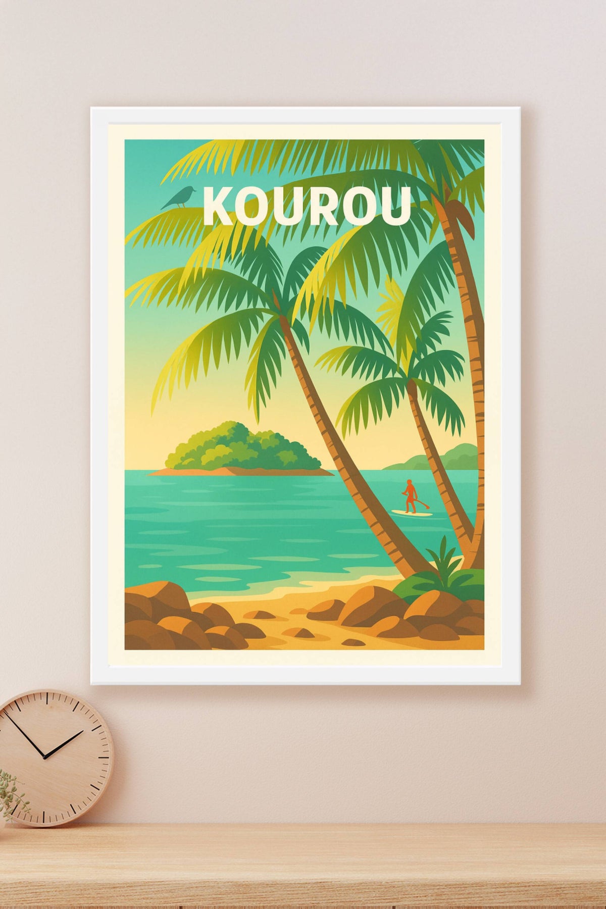 Affiche Kourou — Évasion tropicale entre palmiers et océan · poster d'art de Kourou