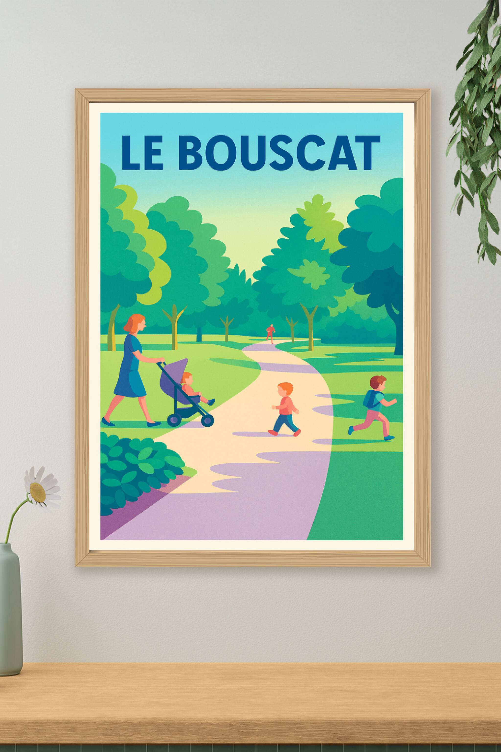 Affiche Le Bouscat — Balade en famille au cœur de la nature · poster d'art de Le Bouscat