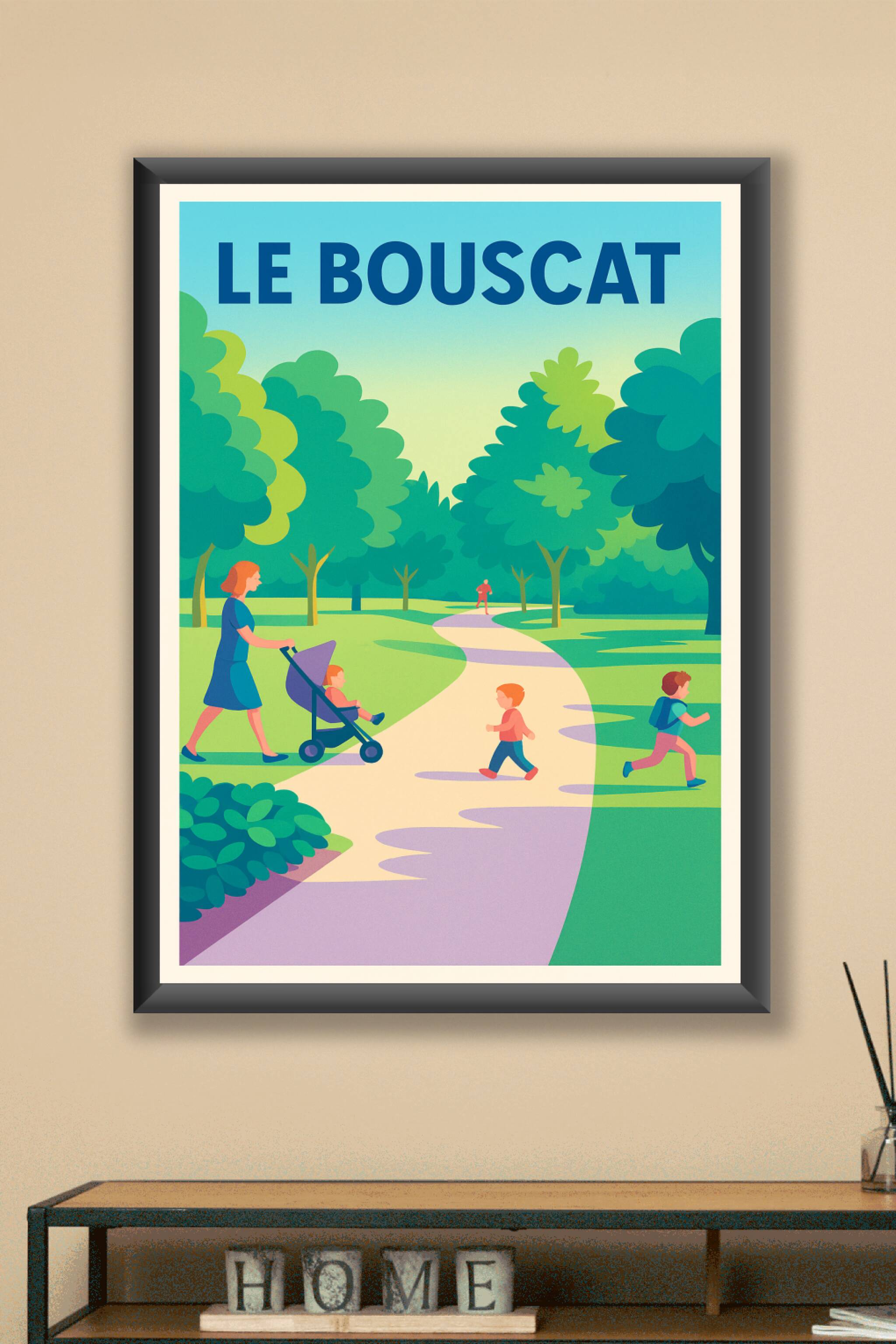 Affiche Le Bouscat — Balade en famille au cœur de la nature · poster d'art de Le Bouscat