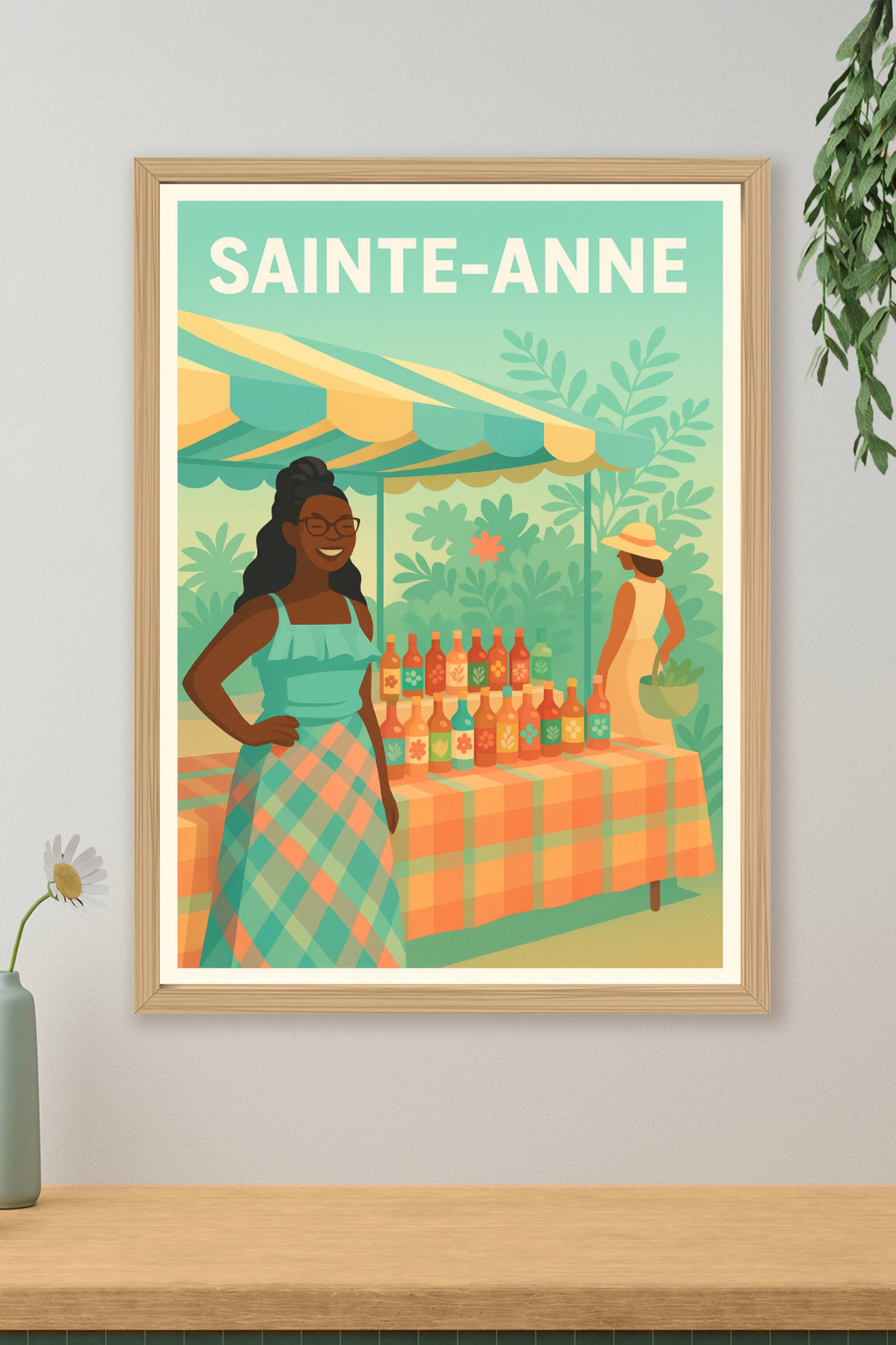 Affiche de Sainte-Anne - Ambiance chaleureuse du marché local