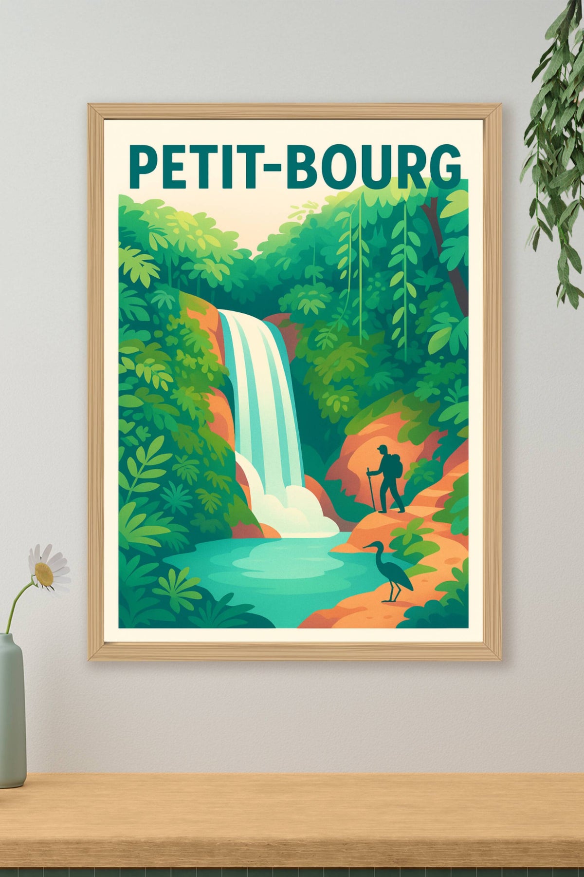 Affiche Petit-Bourg — Évasion nature et cascade rafraîchissante · poster d'art de Petit-Bourg