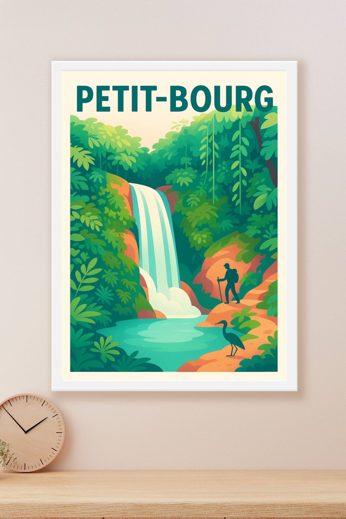 Affiche Petit-Bourg — Évasion nature et cascade rafraîchissante · poster d'art de Petit-Bourg
