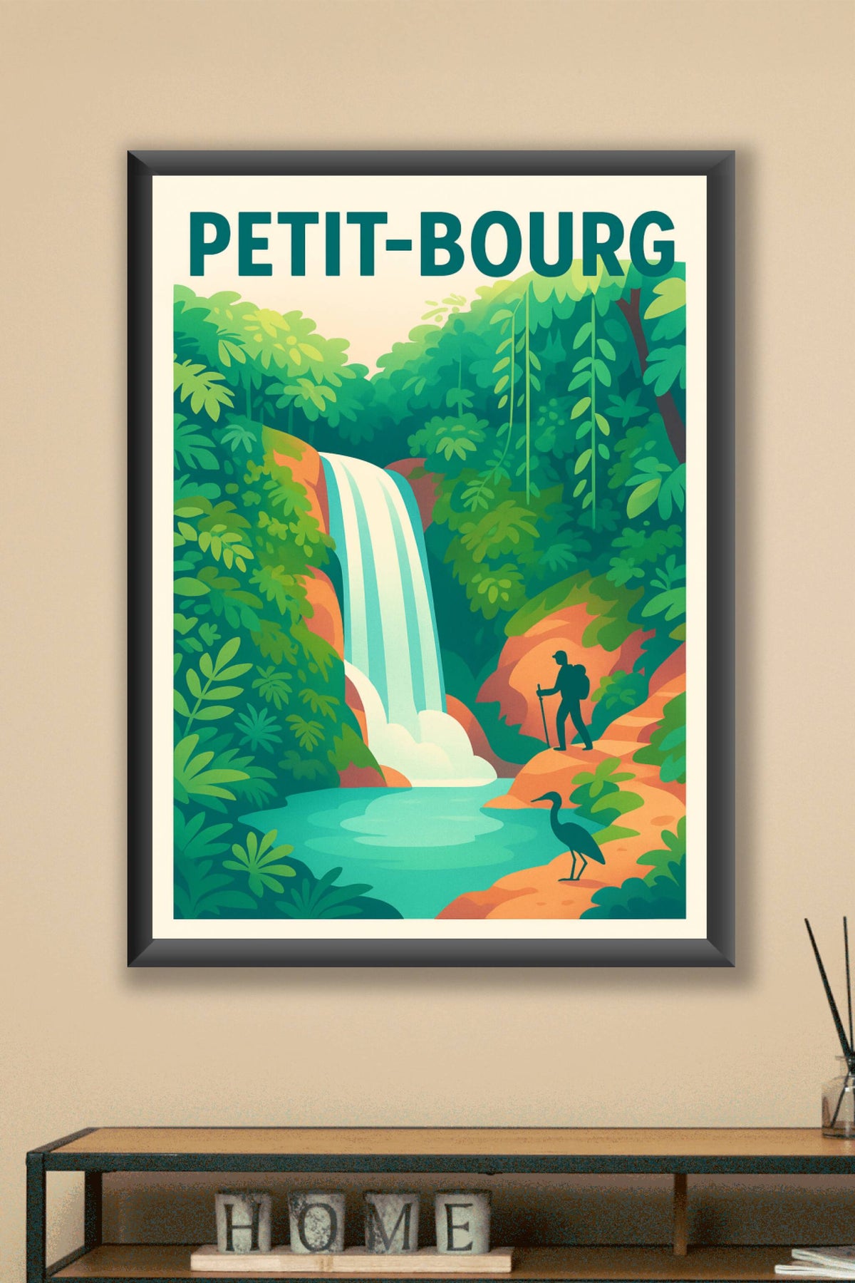 Affiche Petit-Bourg — Évasion nature et cascade rafraîchissante · poster d'art de Petit-Bourg