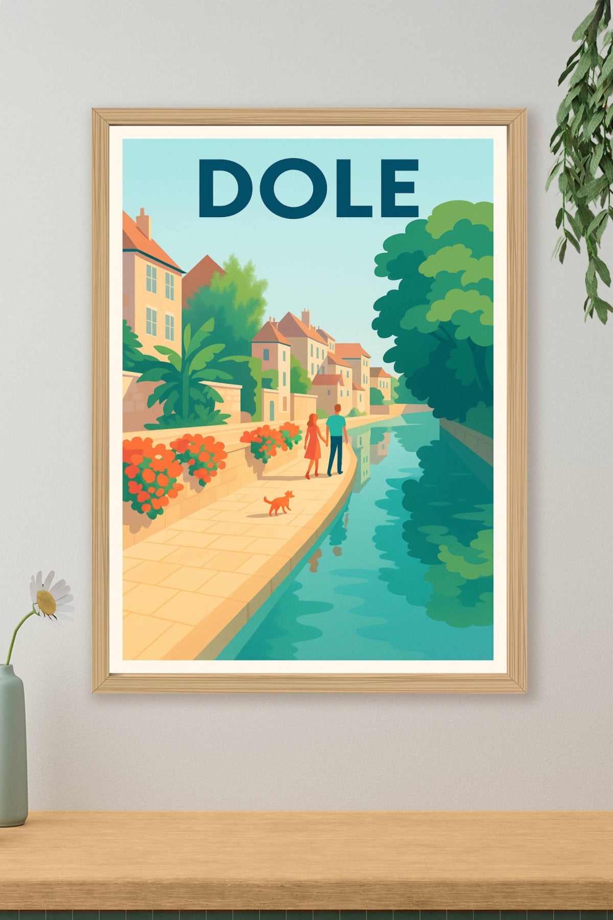 Affiche Dole — Balade romantique au bord de l'eau · poster d'art de Dole