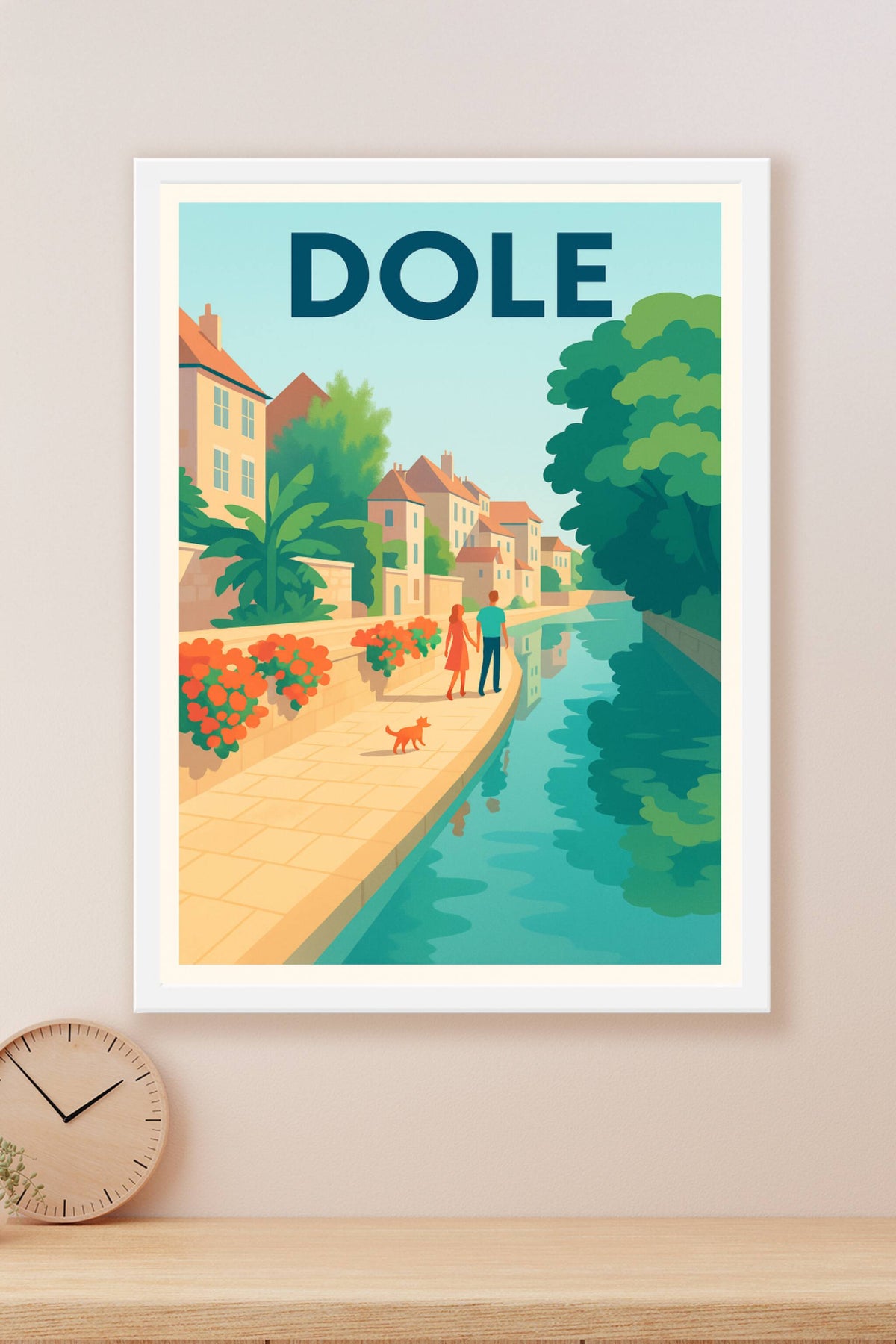 Affiche Dole — Balade romantique au bord de l'eau · poster d'art de Dole