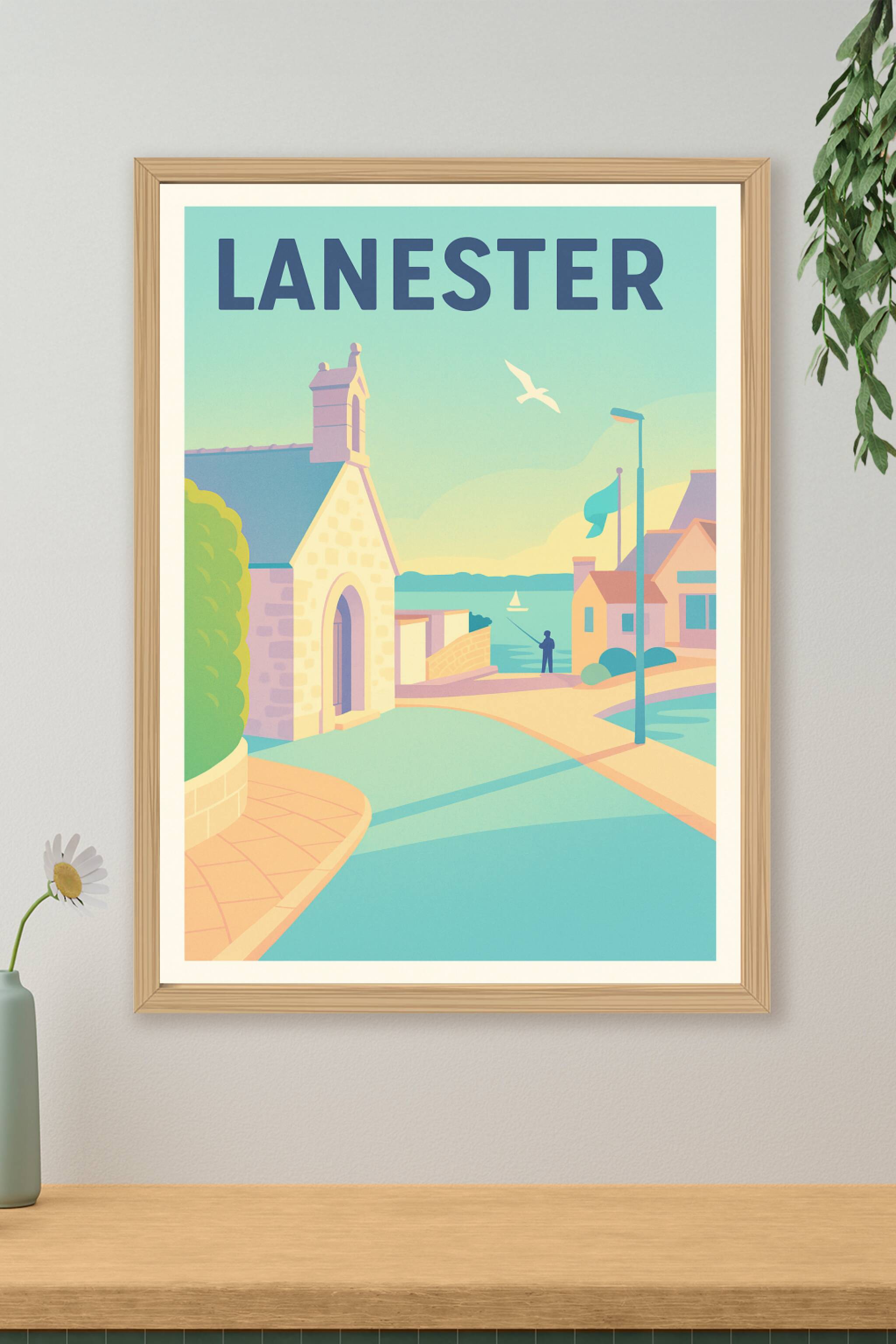 Affiche Lanester — Vue apaisante sur les bords de l'eau · poster d'art de Lanester