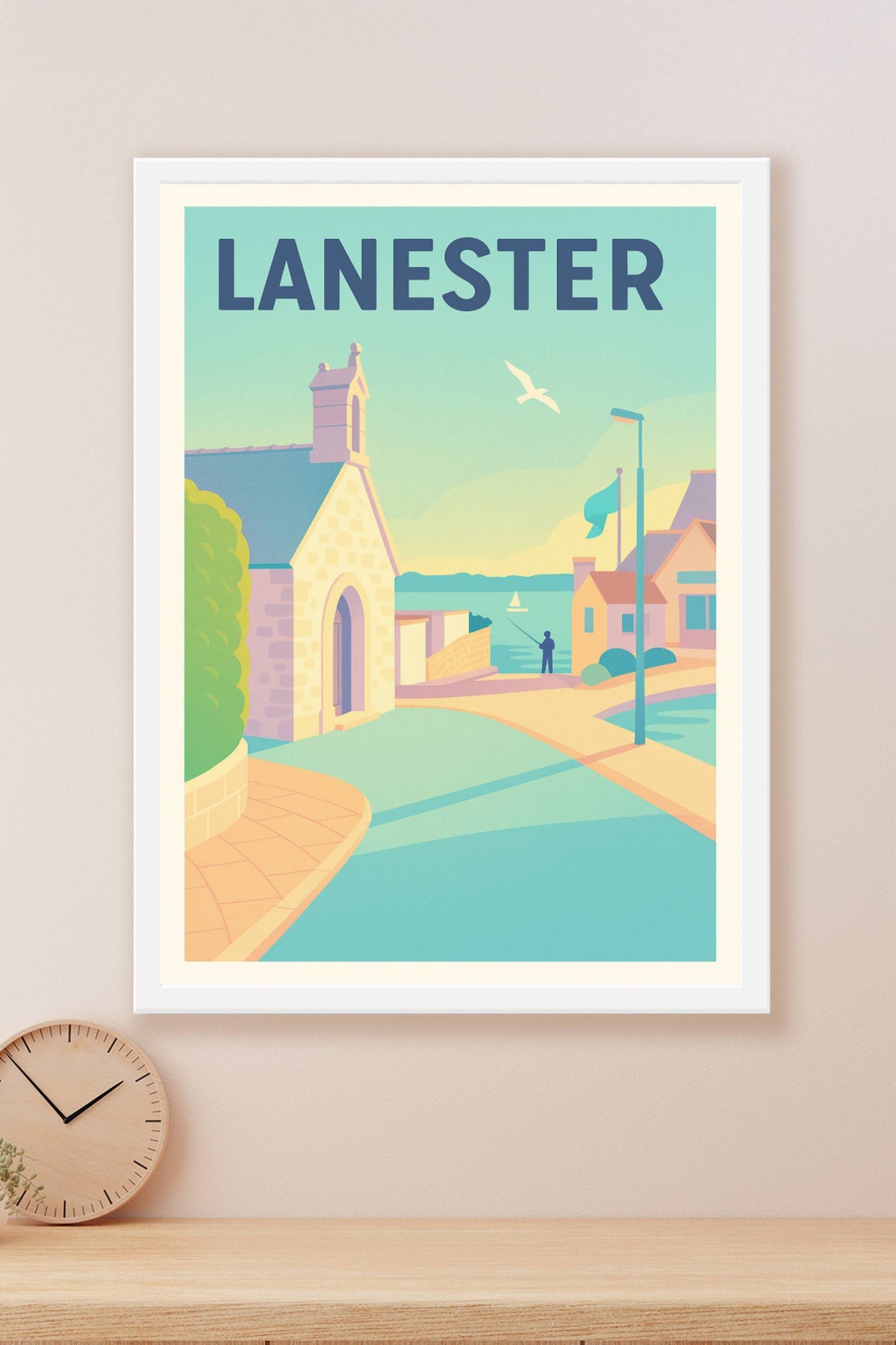 Affiche Lanester — Vue apaisante sur les bords de l'eau · poster d'art de Lanester