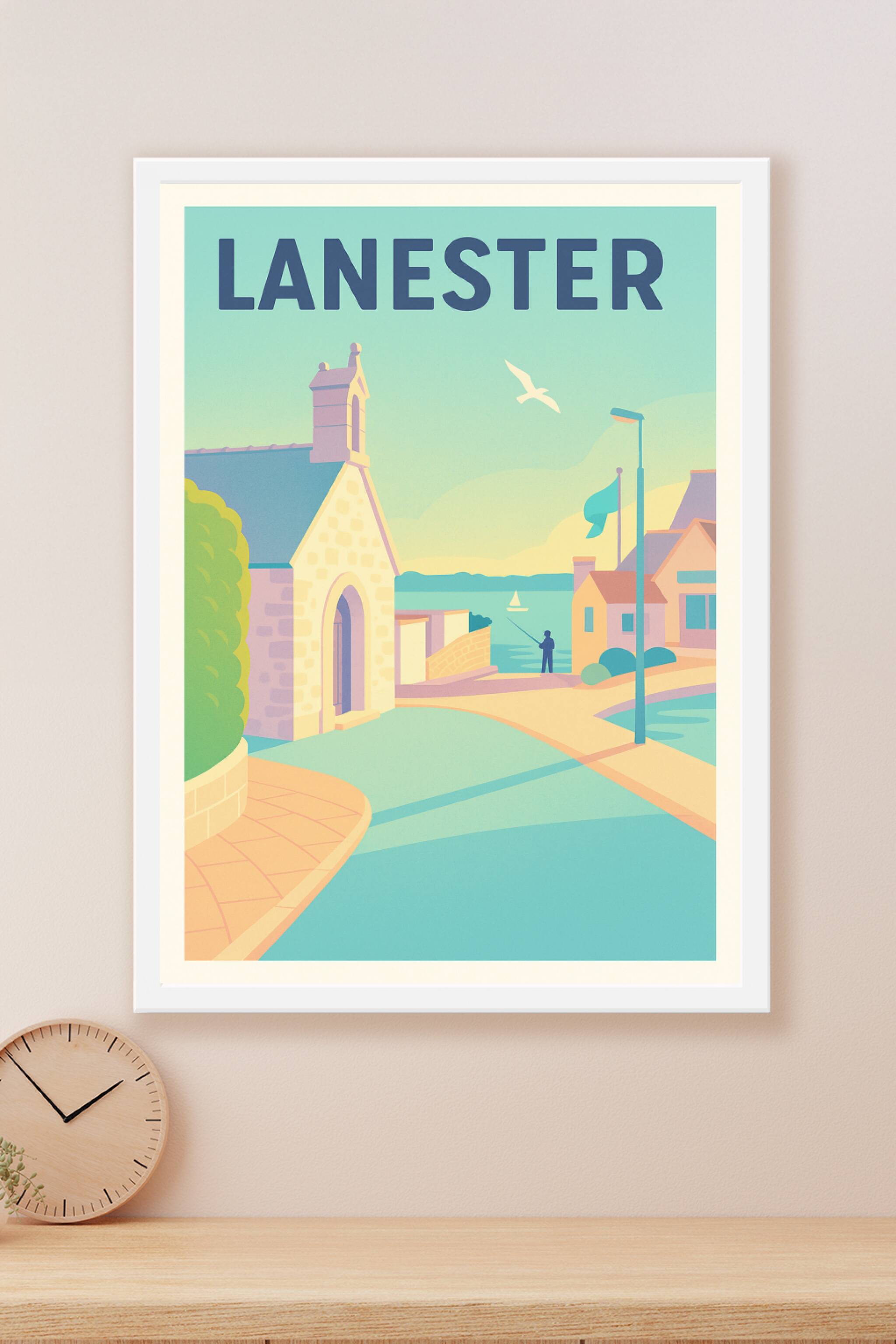 Affiche Lanester — Vue apaisante sur les bords de l'eau · poster d'art de Lanester