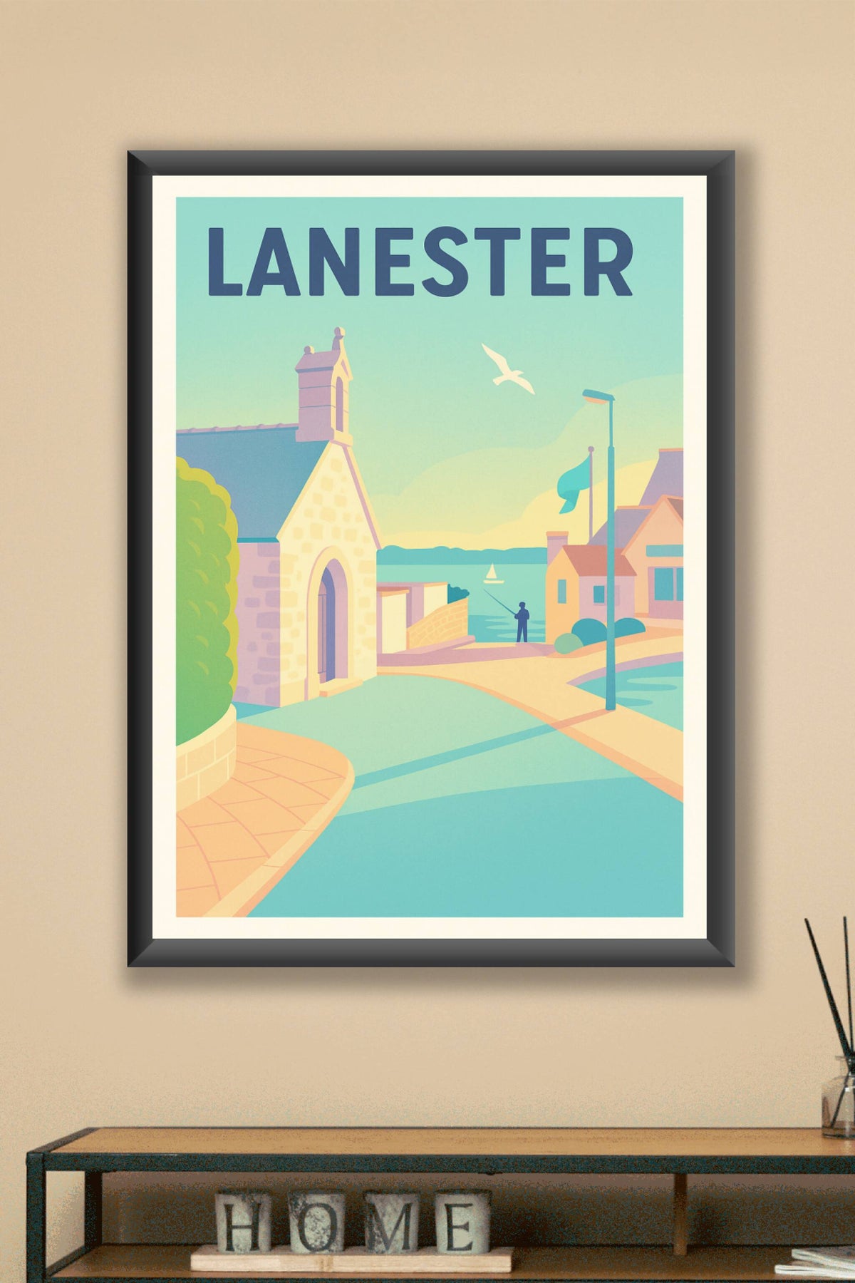 Affiche Lanester — Vue apaisante sur les bords de l'eau · poster d'art de Lanester