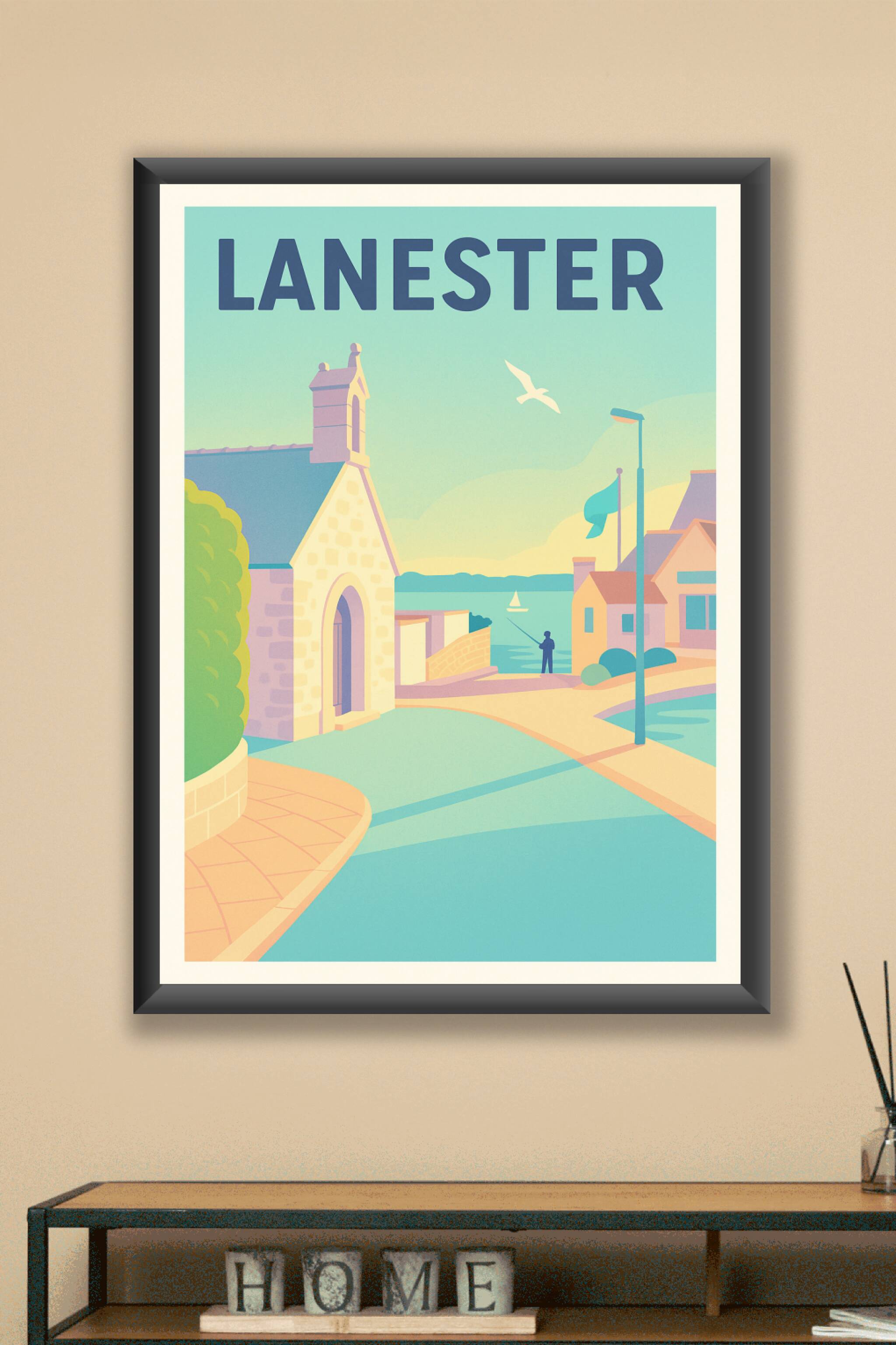 Affiche Lanester — Vue apaisante sur les bords de l'eau · poster d'art de Lanester
