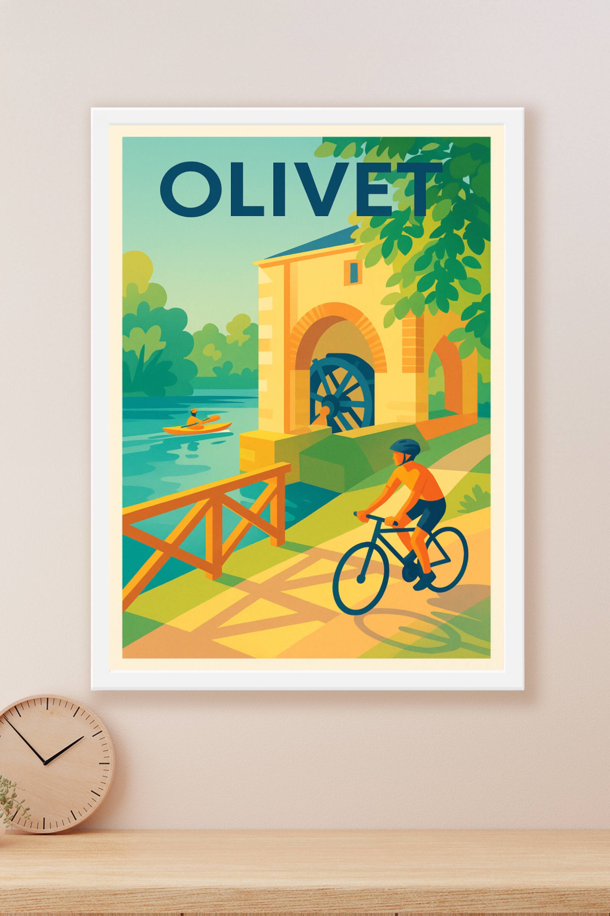 Affiche Olivet — Plaisirs en plein air au bord de l'eau · poster d'art de Olivet