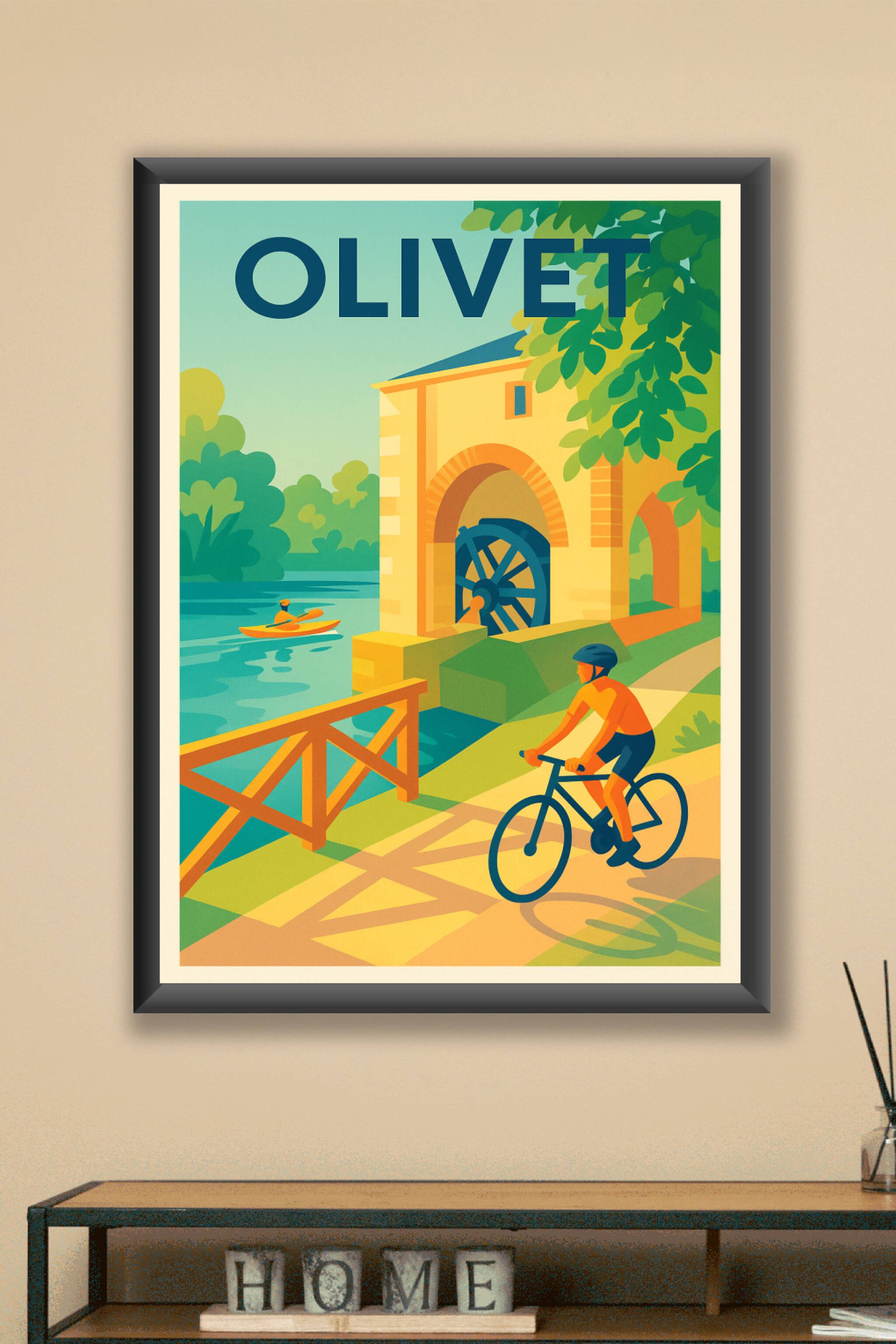 Affiche Olivet — Plaisirs en plein air au bord de l'eau · poster d'art de Olivet