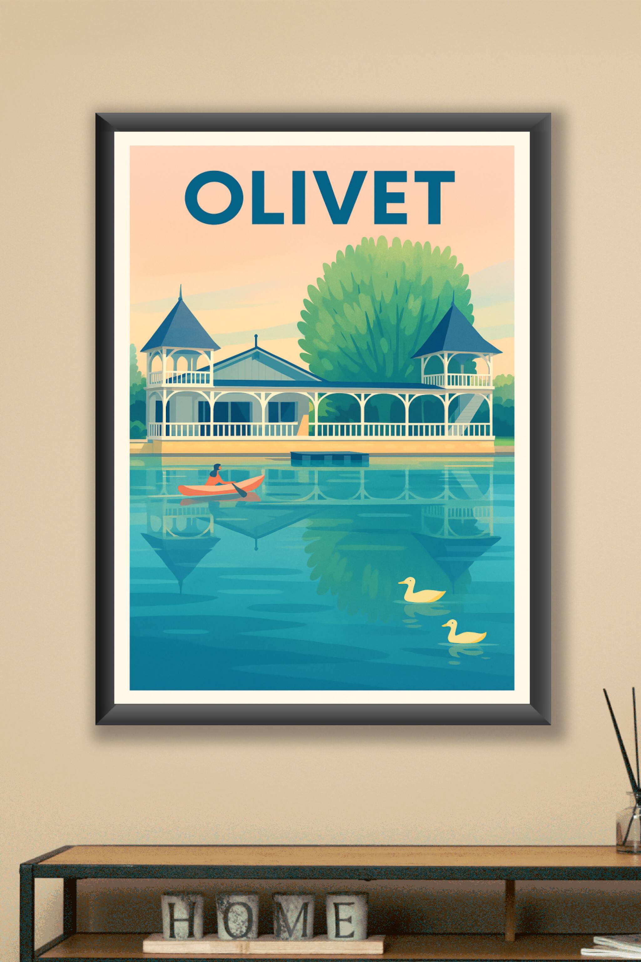 Affiche Olivet — Sérénité au bord de l'eau · poster d'art de Olivet