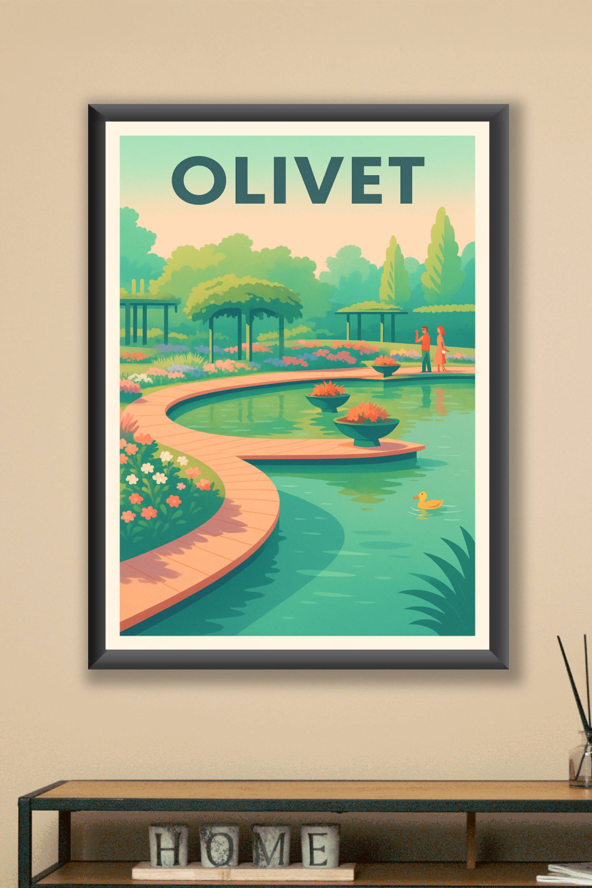 Affiche Olivet — Évasion bucolique au cœur du jardin · poster d'art de Olivet