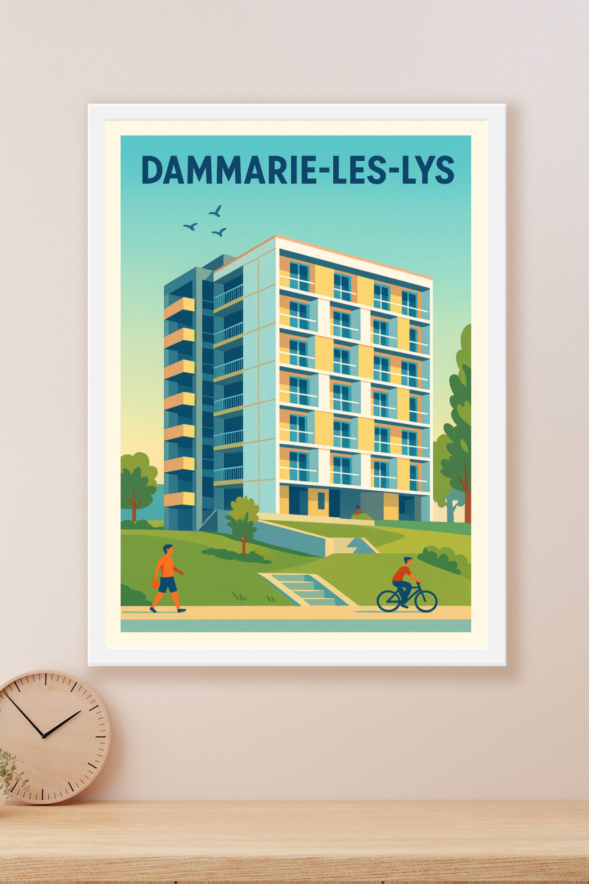 Affiche Dammarie-les-Lys — Vie urbaine et nature apaisante · poster d'art de Dammarie-les-Lys