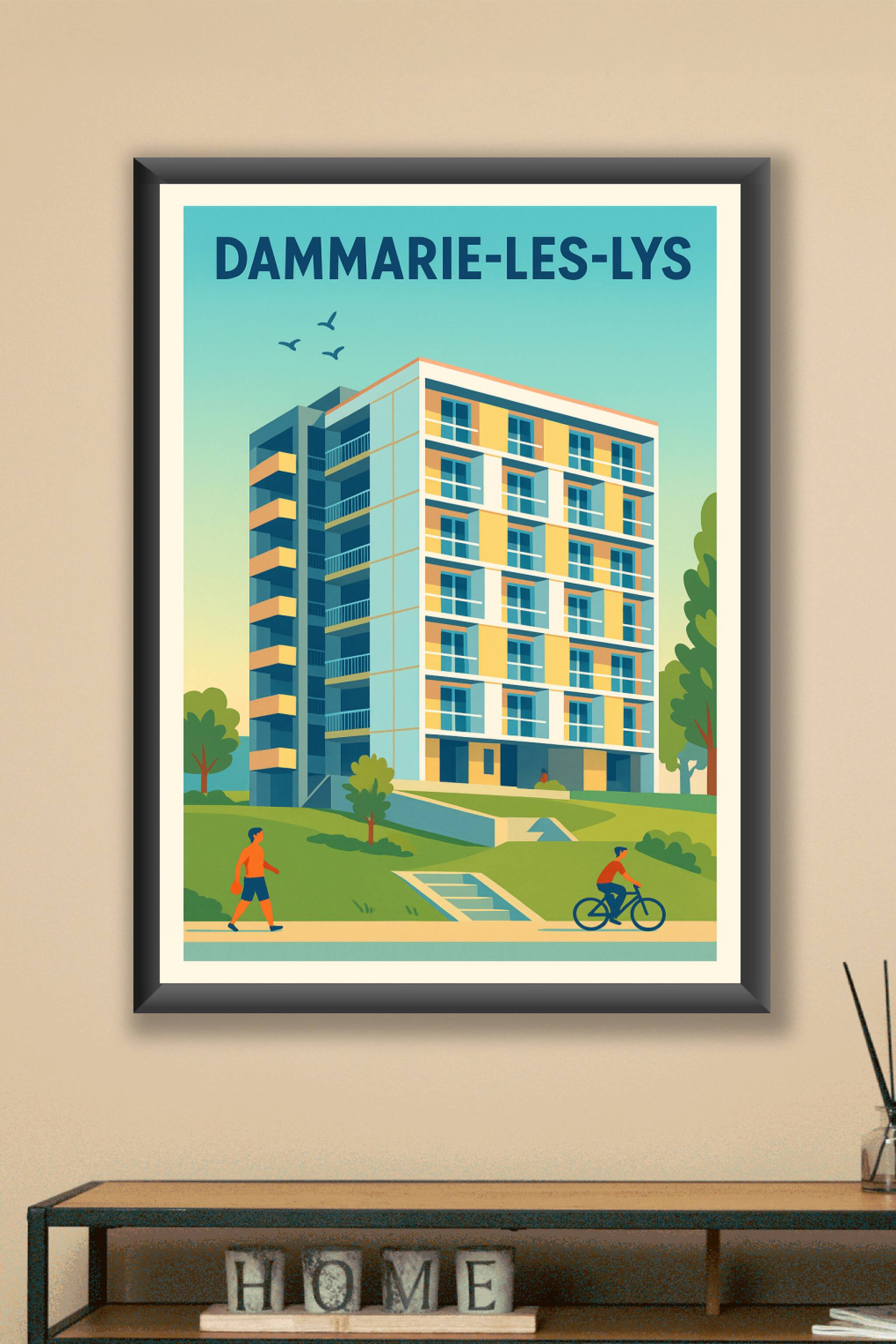 Affiche Dammarie-les-Lys — Vie urbaine et nature apaisante · poster d'art de Dammarie-les-Lys