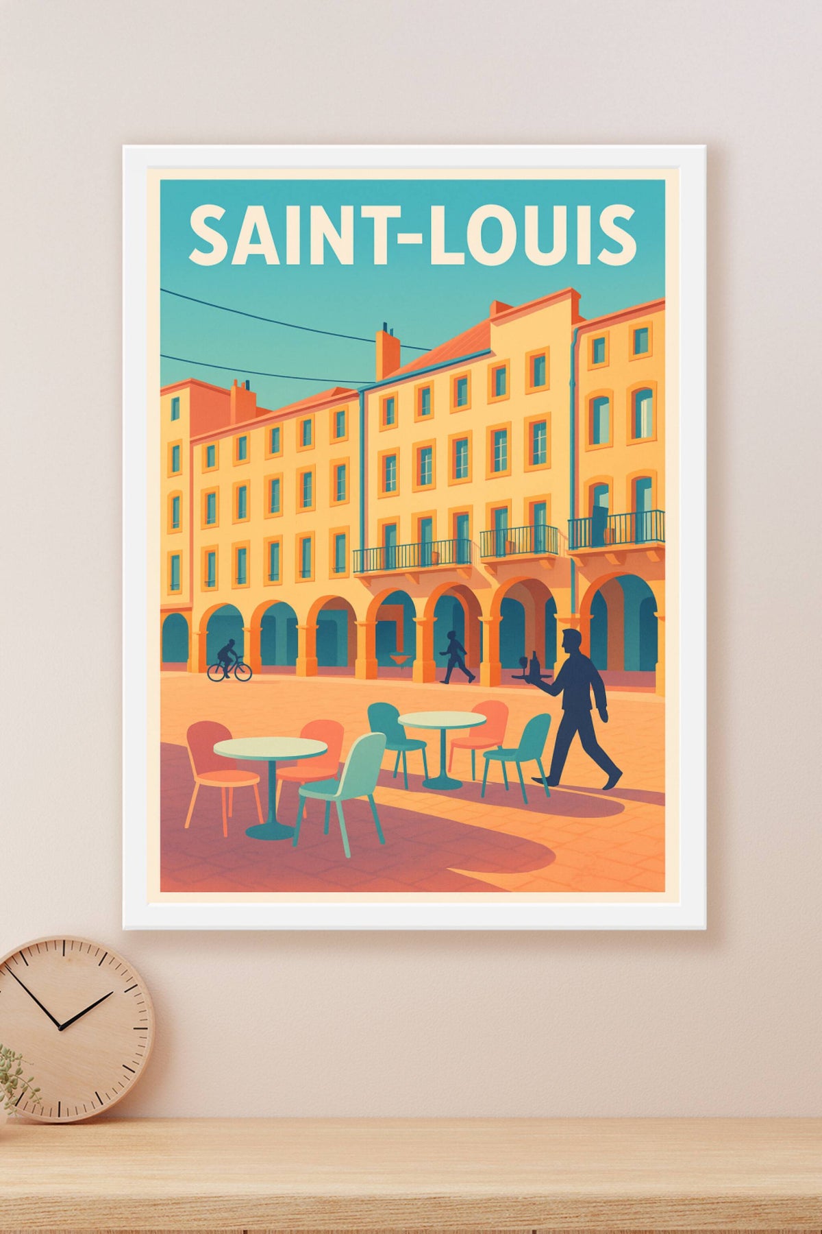 Affiche Saint-Louis — L'élégance de la place animée · poster d'art de Saint-Louis
