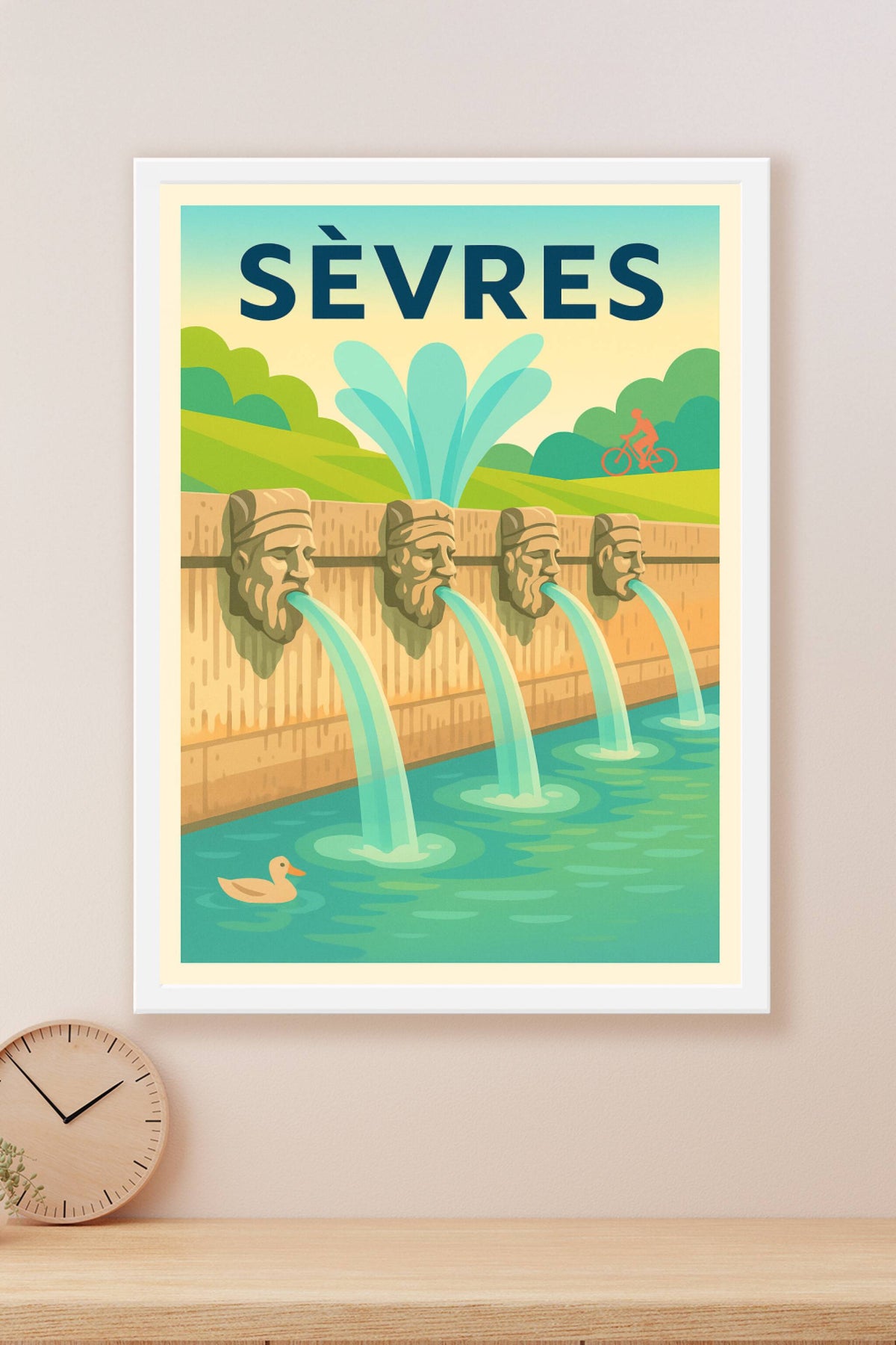 Affiche Sèvres — Fontaine et nature en harmonie · poster d'art de Sèvres