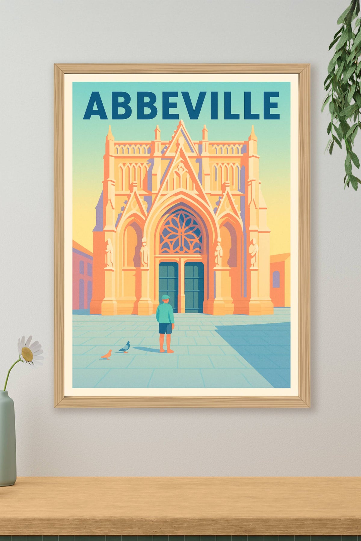 Affiche Abbeville — L'élégance de la cathédrale au crépuscule · poster d'art de Abbeville
