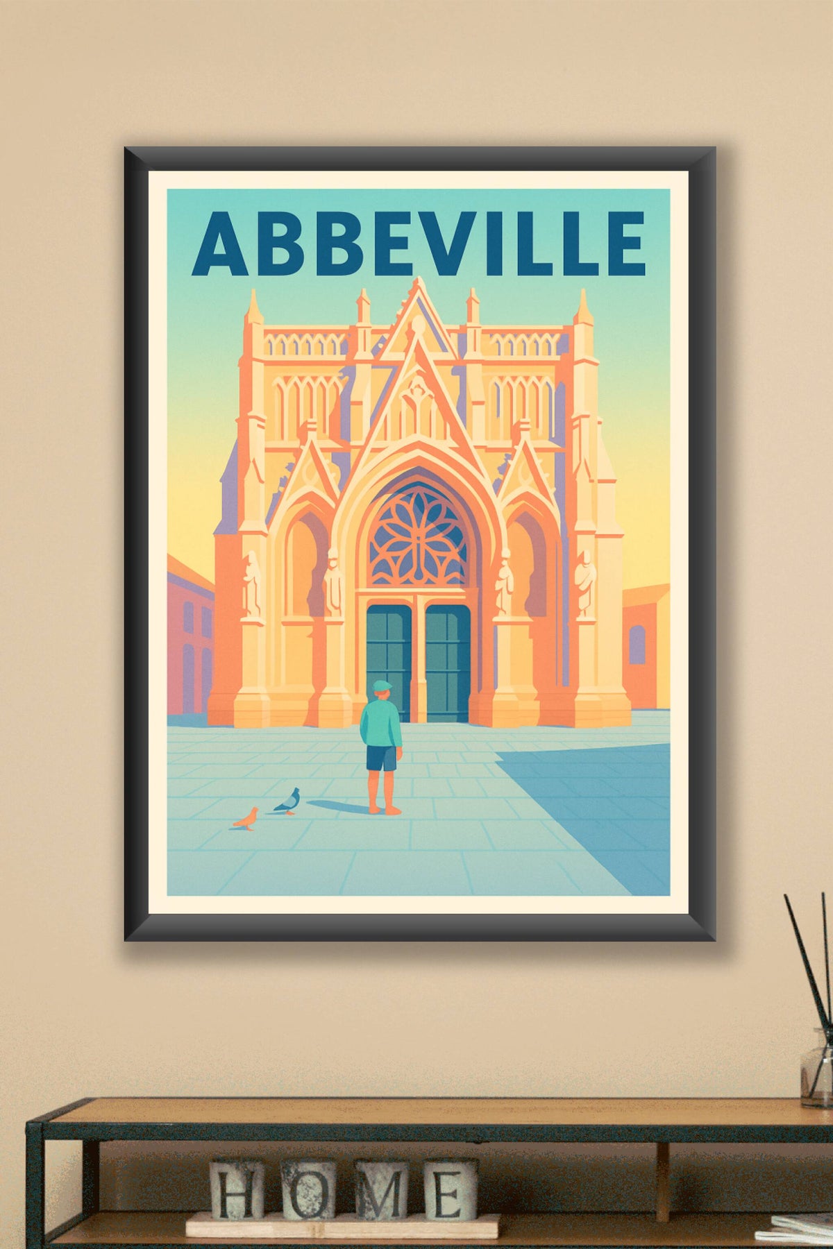 Affiche Abbeville — L'élégance de la cathédrale au crépuscule · poster d'art de Abbeville