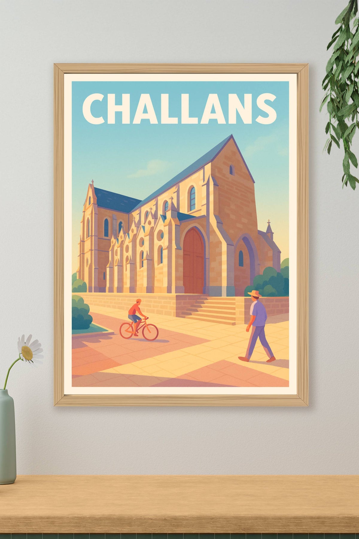 Affiche Challans — L'élégance architecturale ensoleillée · poster d'art de Challans