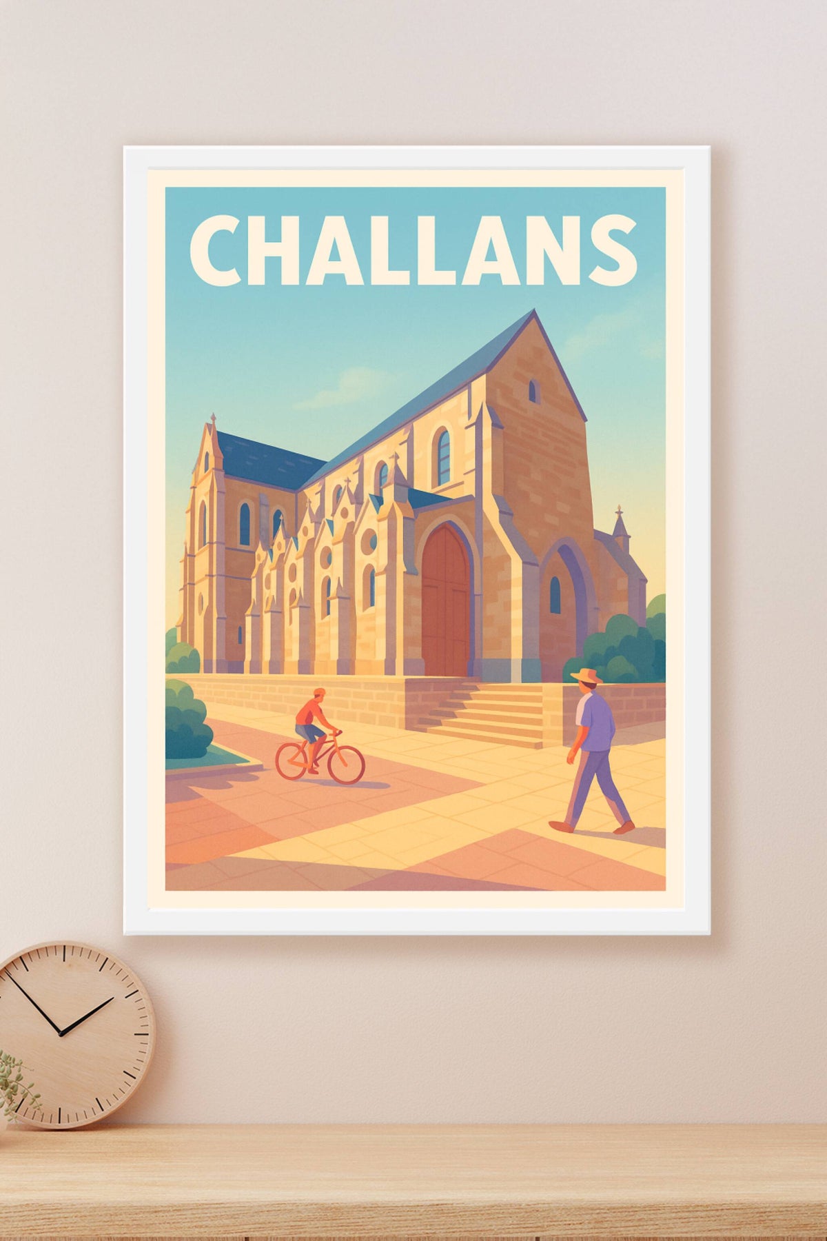 Affiche Challans — L'élégance architecturale ensoleillée · poster d'art de Challans