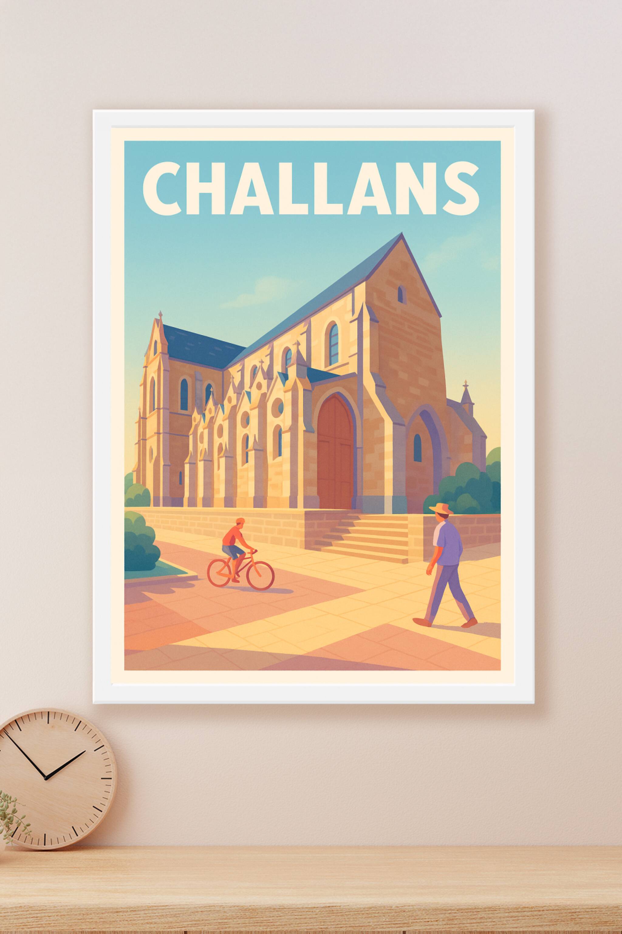Affiche Challans — L'élégance architecturale ensoleillée · poster d'art de Challans