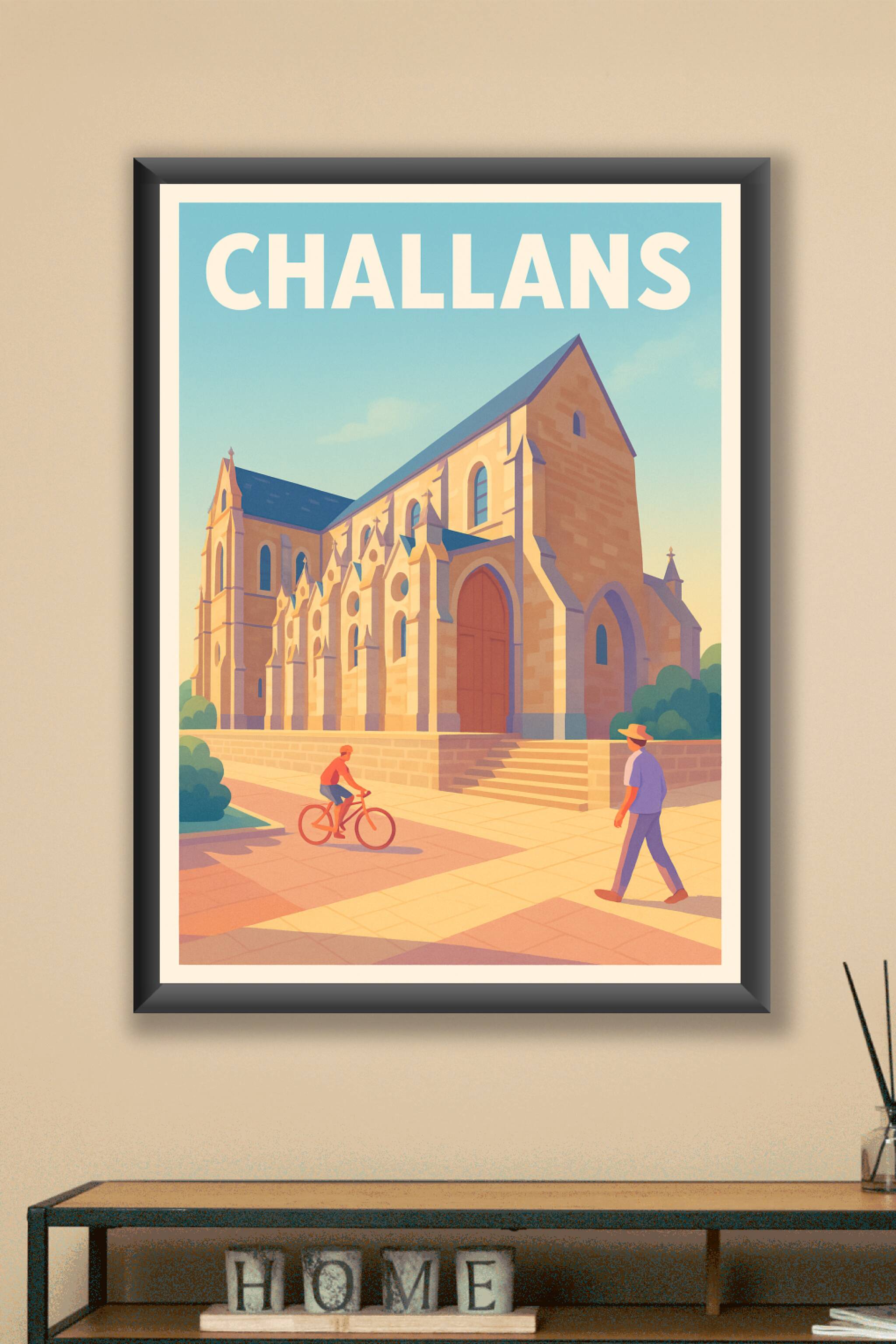 Affiche Challans — L'élégance architecturale ensoleillée · poster d'art de Challans