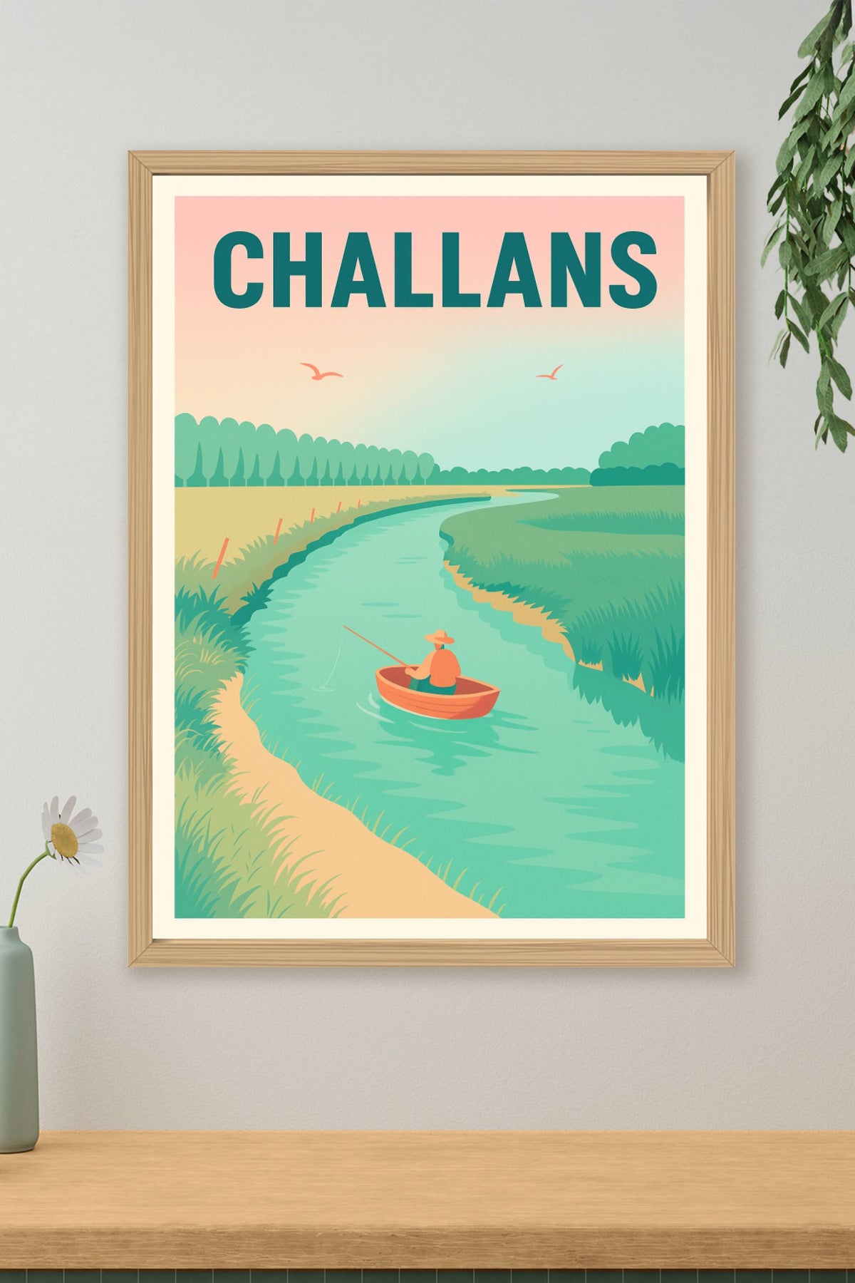 Affiche Challans — Sérénité au fil de l'eau · poster d'art de Challans