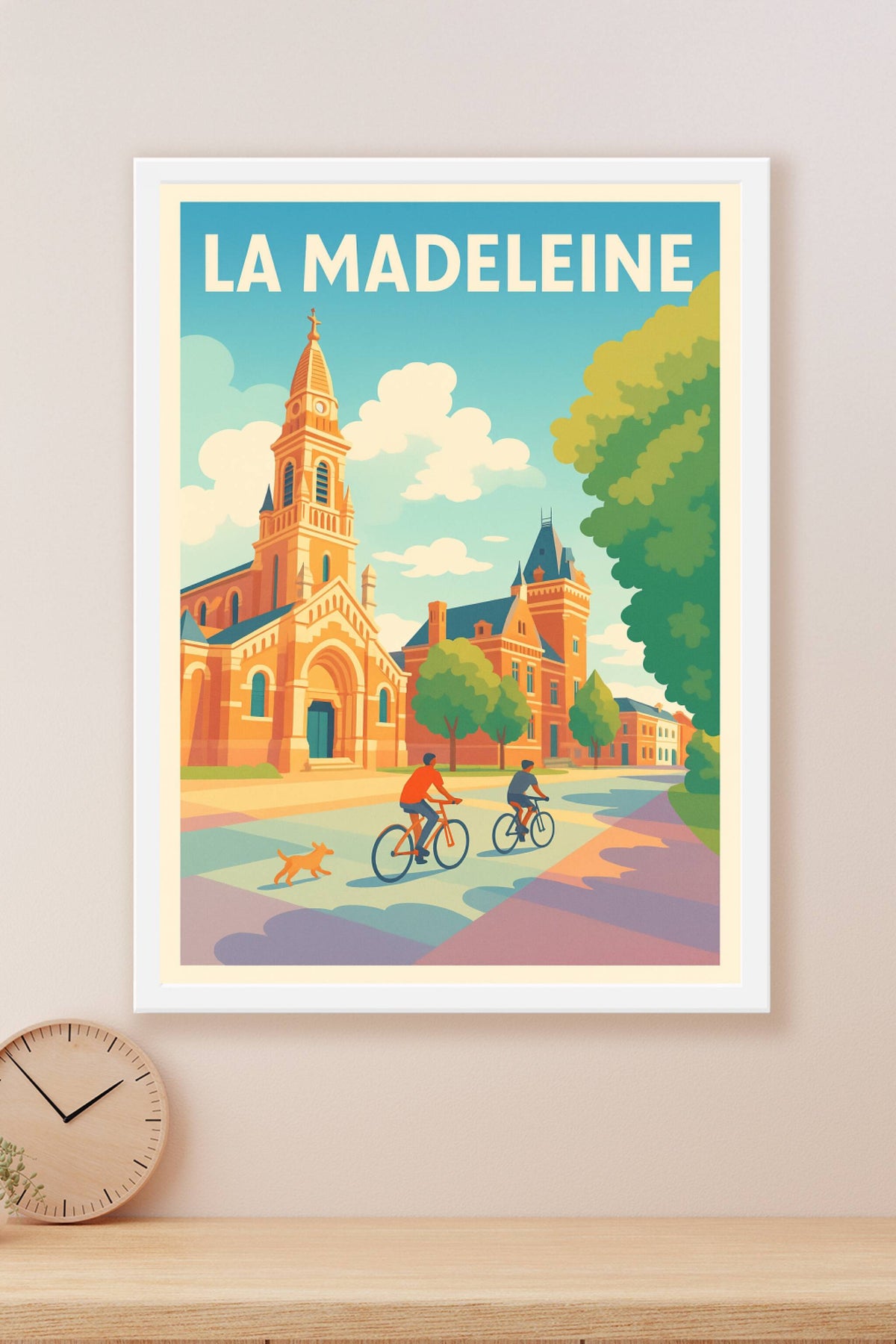 Affiche La Madeleine — Balade à vélo sous le ciel azur · poster d'art de La Madeleine