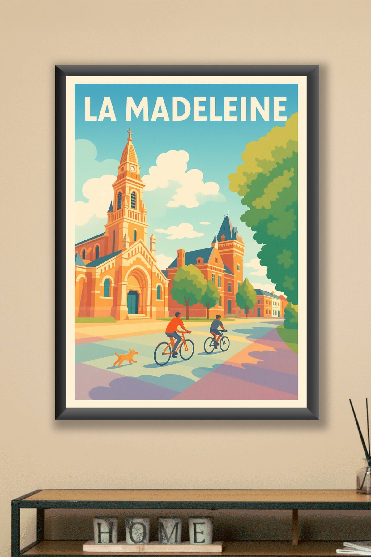 Affiche La Madeleine — Balade à vélo sous le ciel azur · poster d'art de La Madeleine